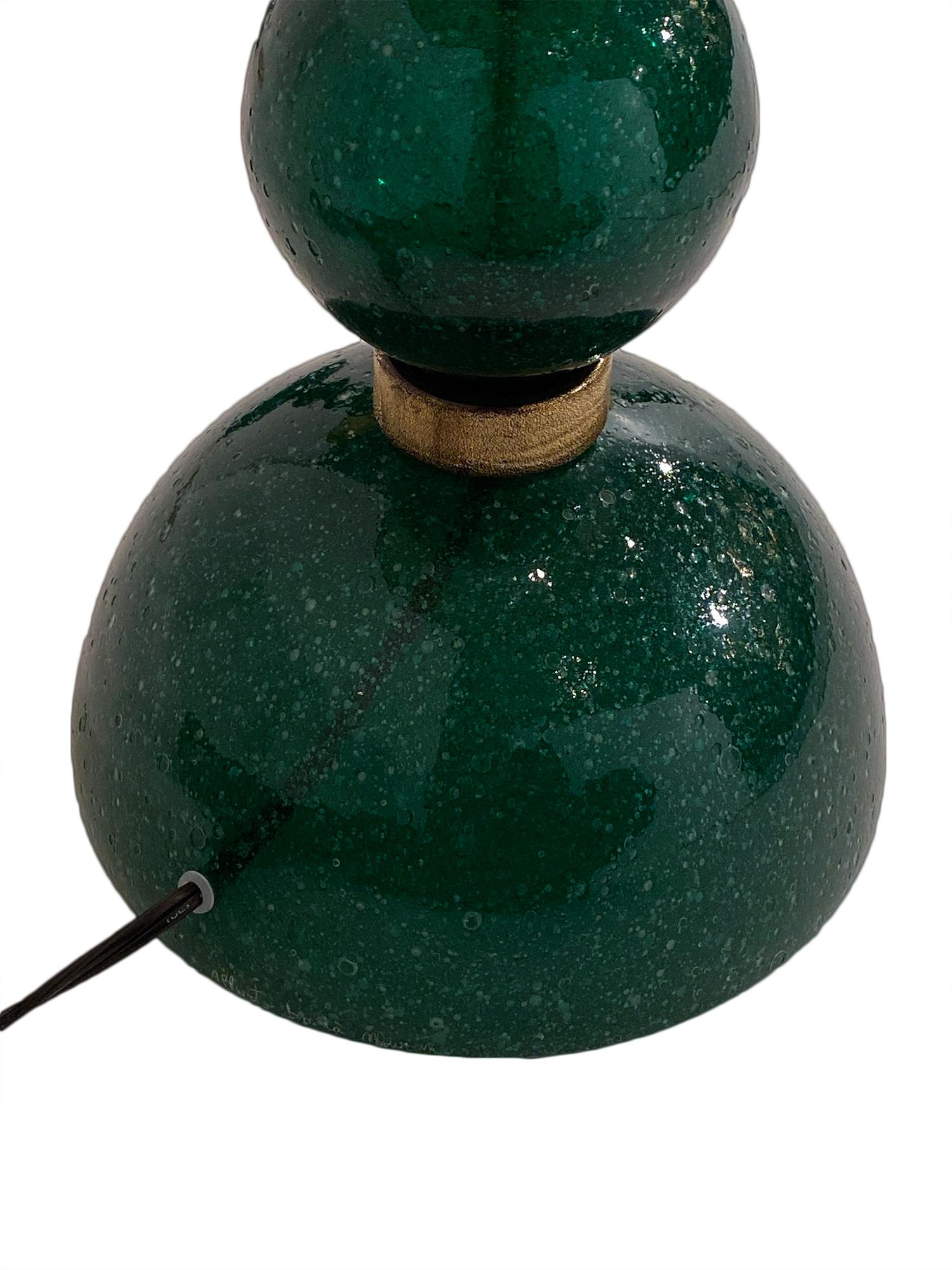 Green Pulegoso Murano Glass Lamps 1