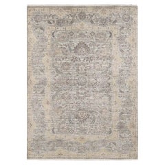 Green Pure Silk with Textured Wool Mughal Design Hand Knotted Rug 10'0" x 14'0"