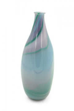 Green, Purple, and Blue Tapered Art Glass Vase