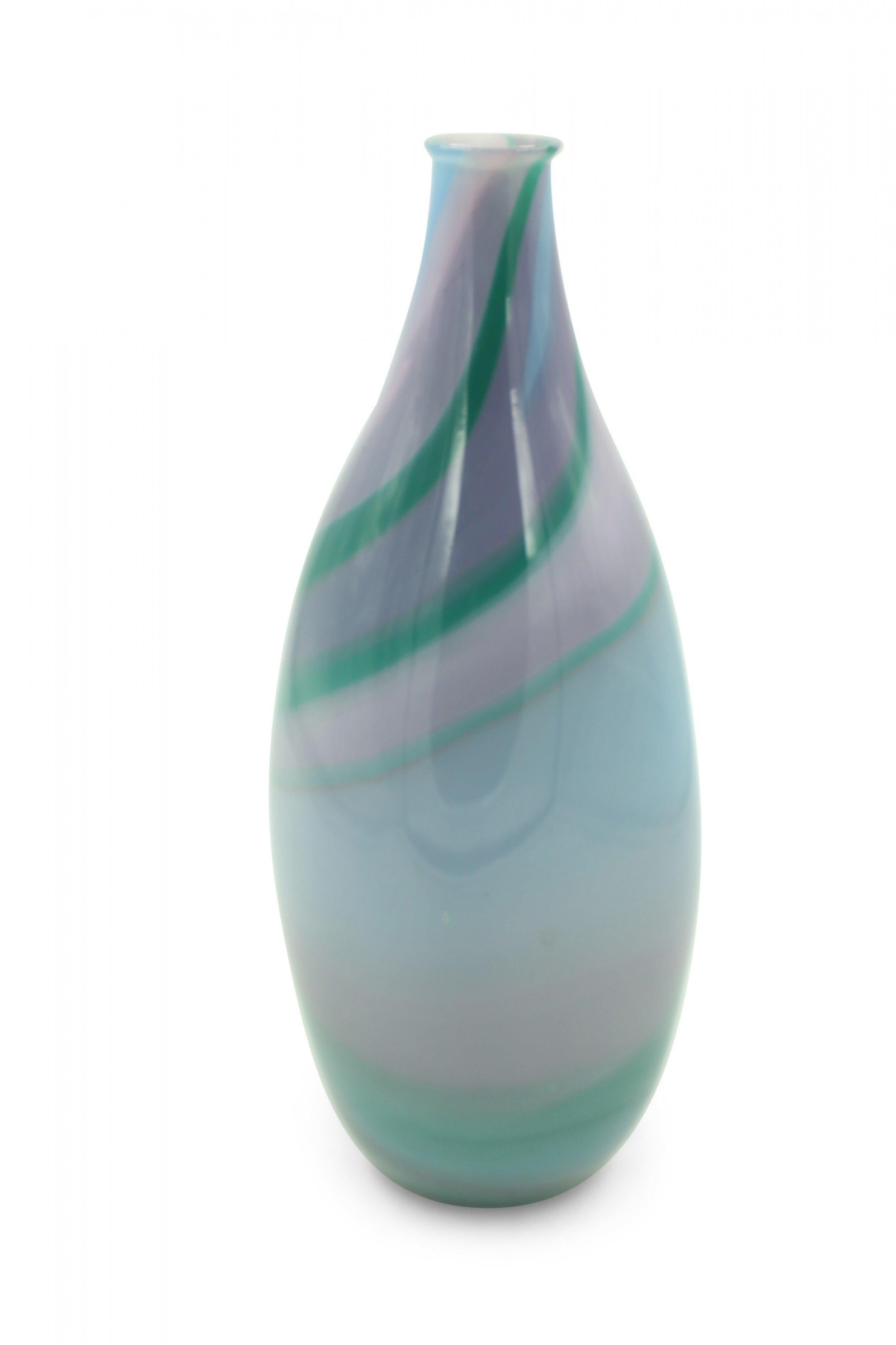 Green, Purple, and Blue Tapered Art Glass Vase In condizioni buone in vendita a Queens, NY