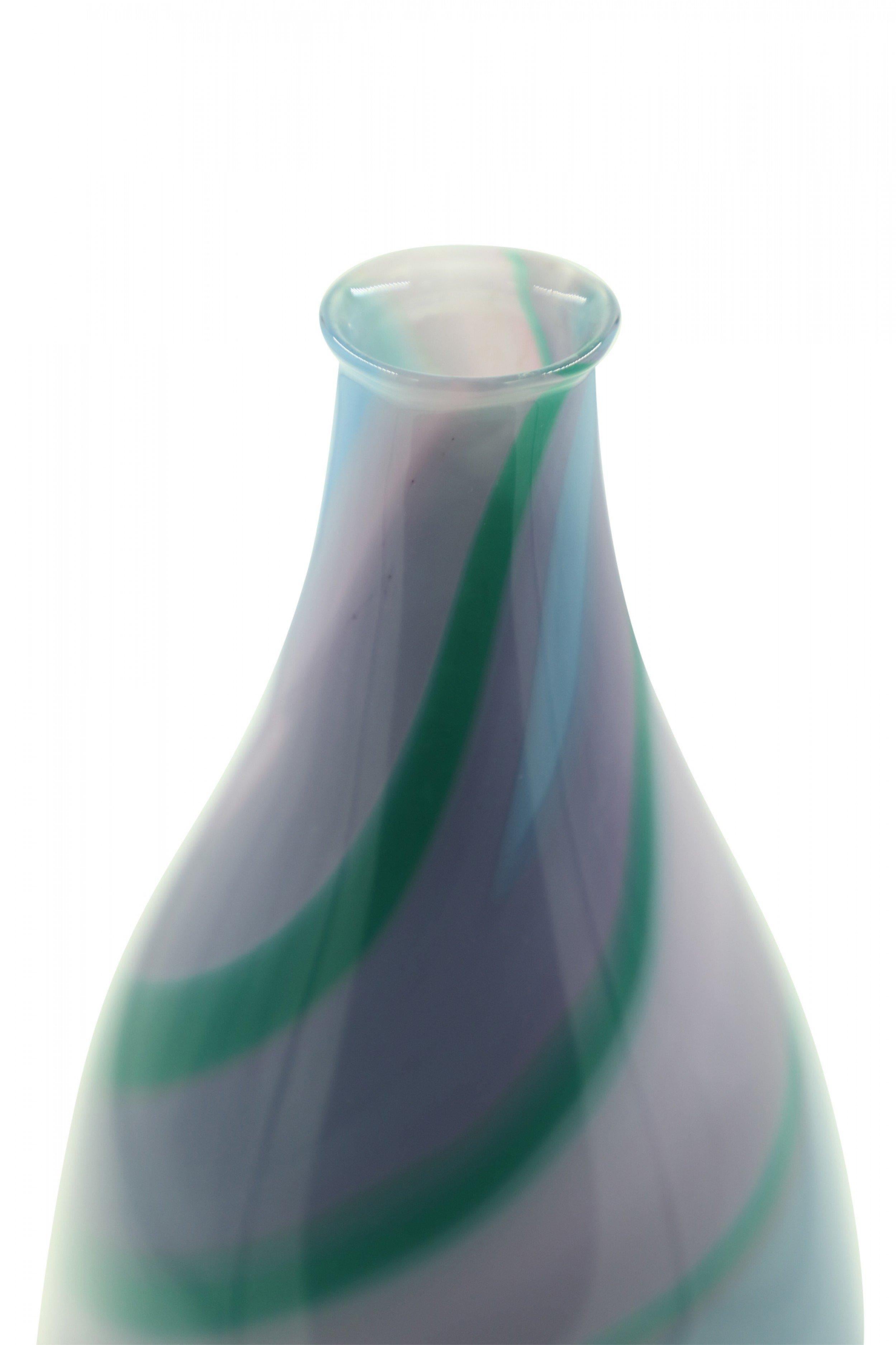 XX secolo Green, Purple, and Blue Tapered Art Glass Vase in vendita