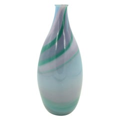 Green, Purple, and Blue Tapered Art Glass Vase
