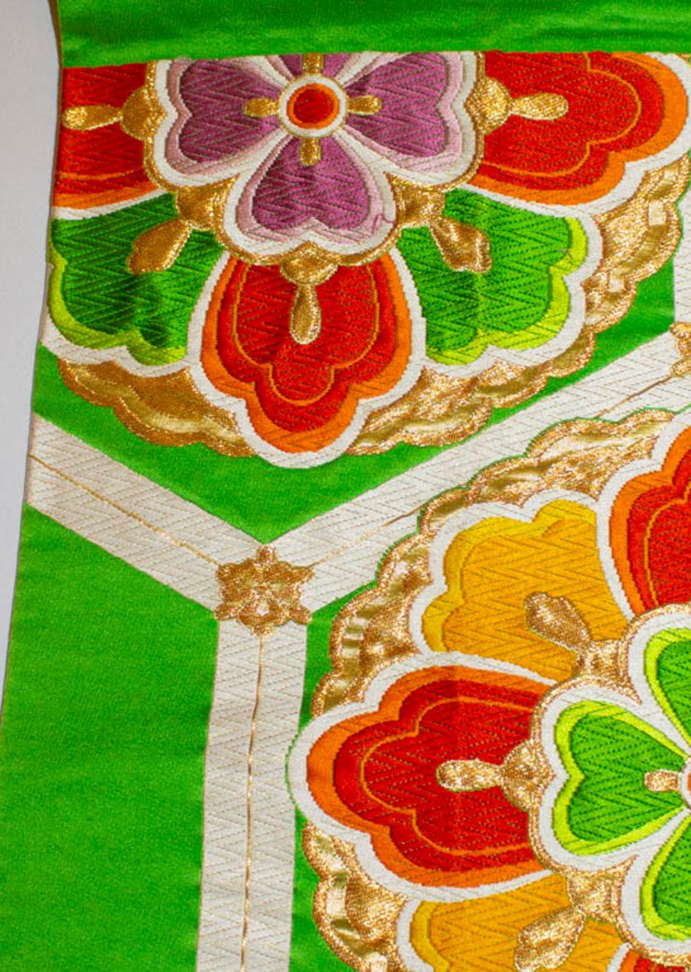 Grüner, lila und orangefarbener Obi-Gürtel mit sechseckigem Design für Damen oder Herren im Angebot
