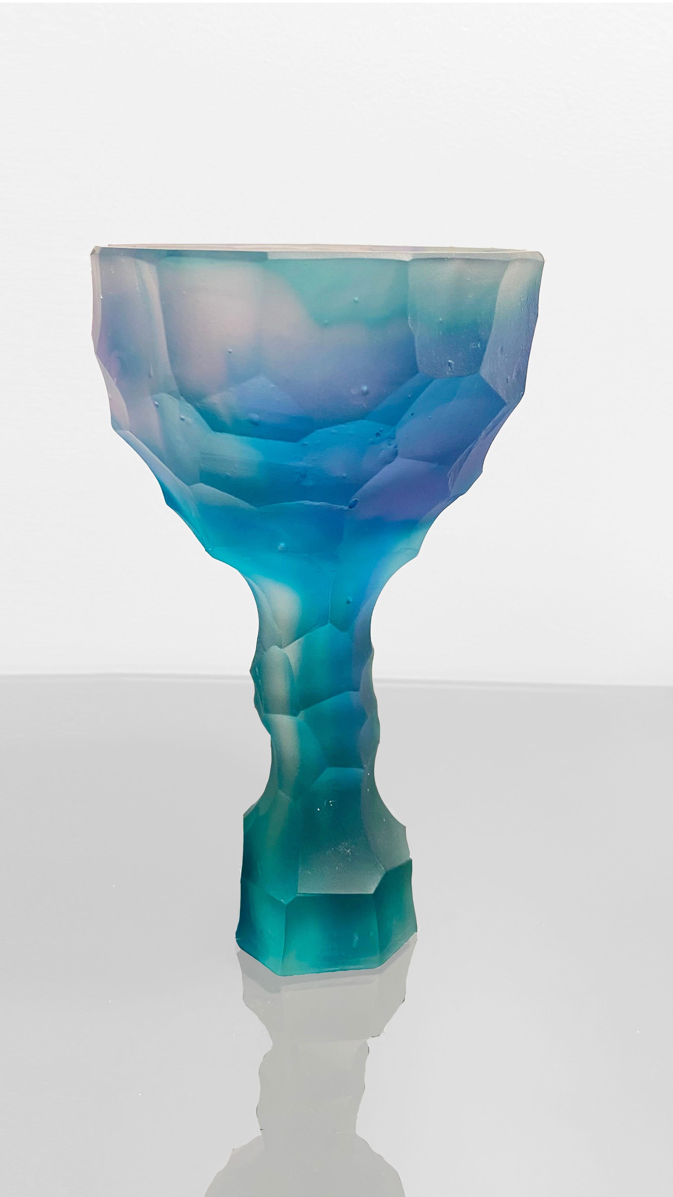 Organic Modern Green Purple Hand-Sculpted Crystal Glass by Alissa Volchkova