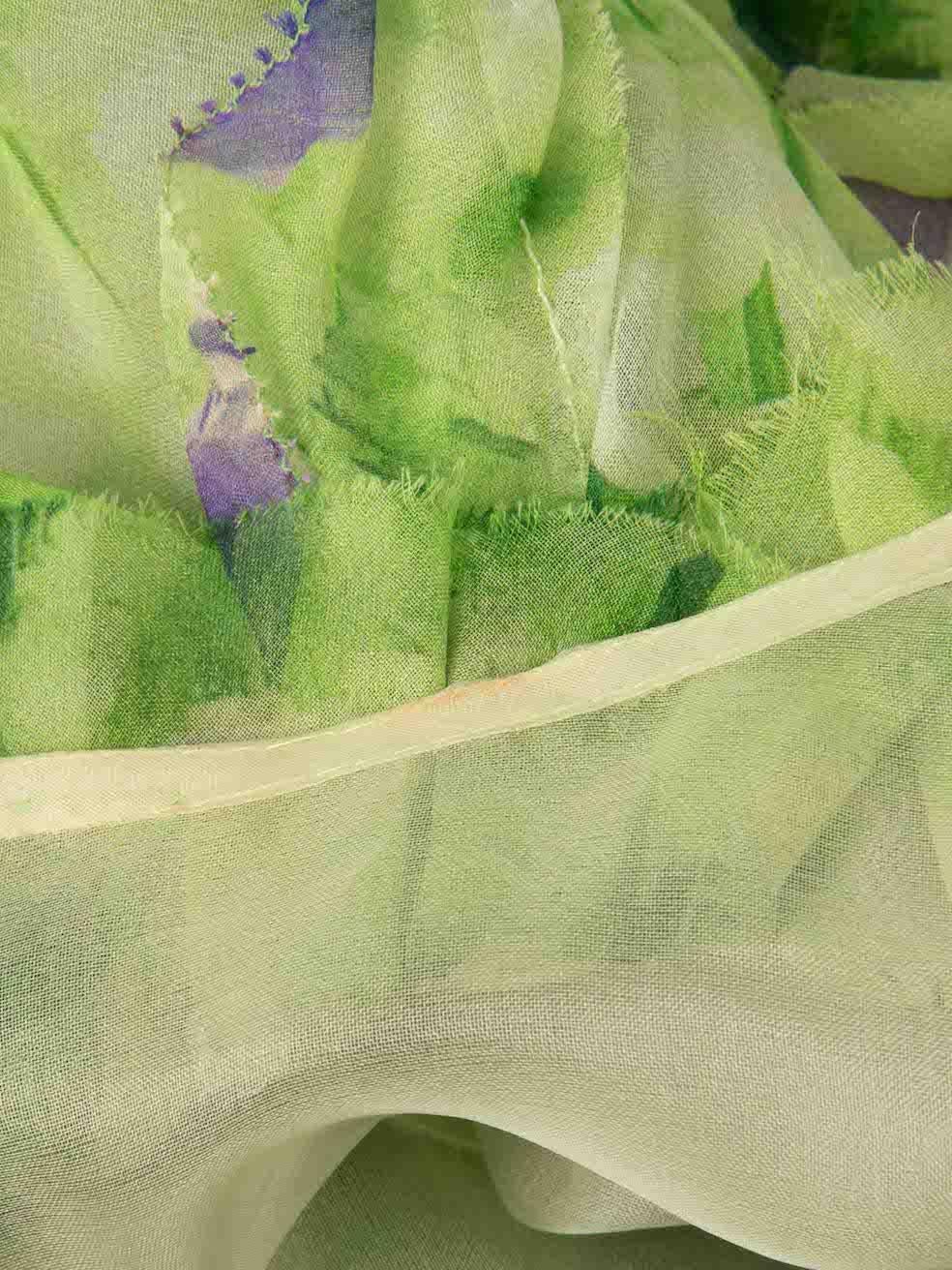 Women's Green & Purple Silk Abstract Print Top & Trousers Set Size L