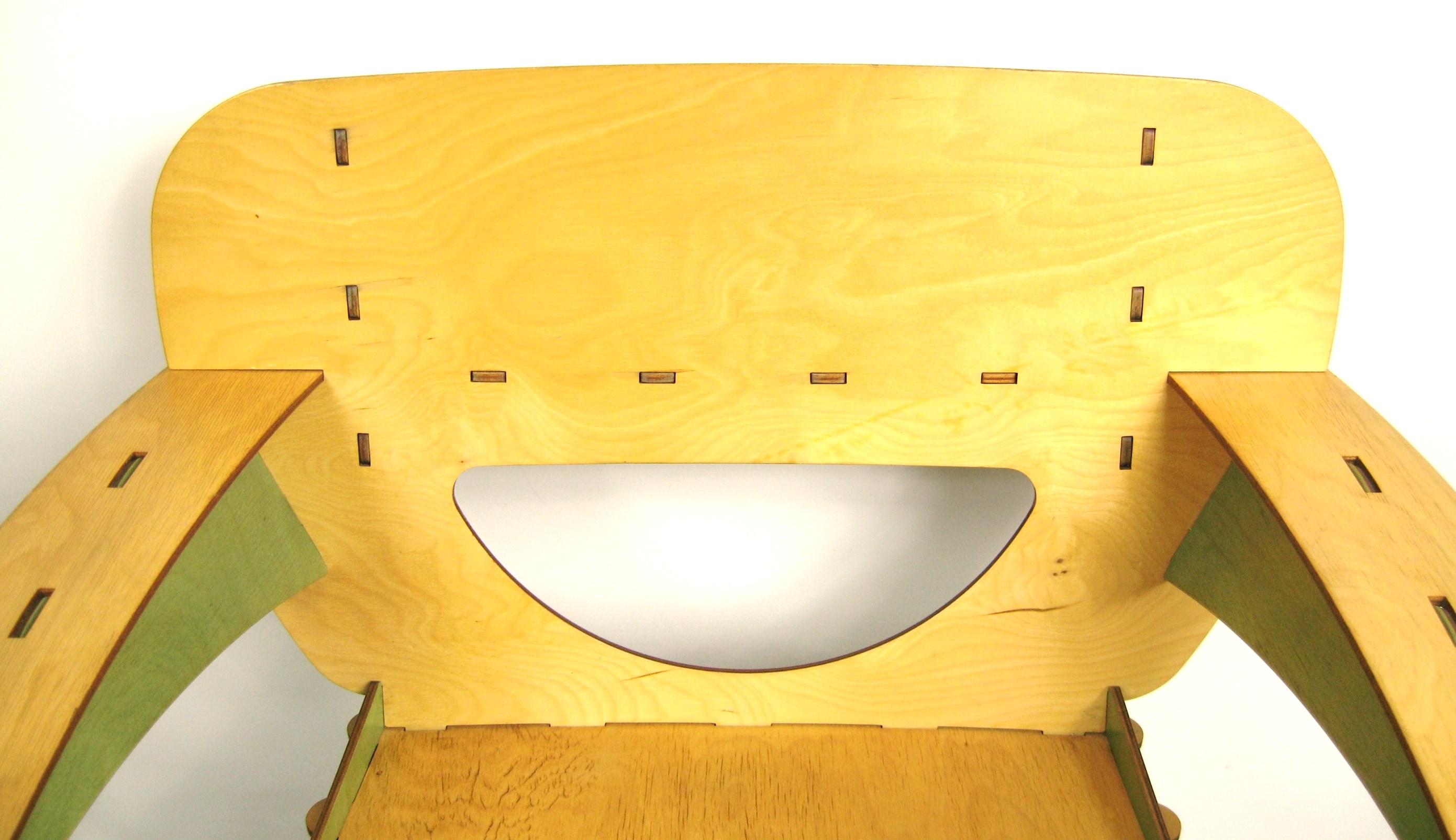 Modern Green Puzzle Chair by David Kawecki San Francisco Bend Plywood For Sale