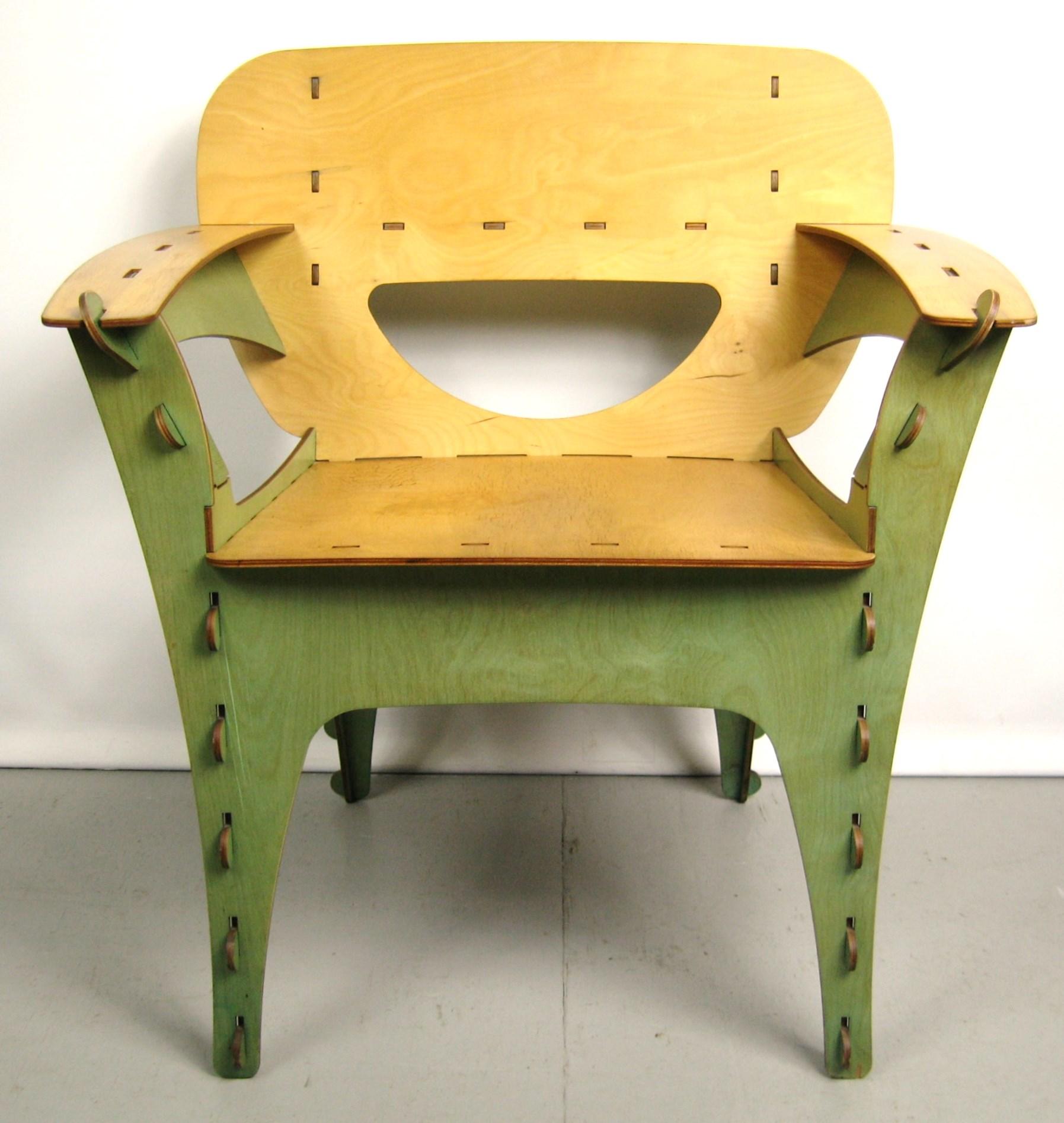 American Green Puzzle Chair by David Kawecki San Francisco Bend Plywood For Sale