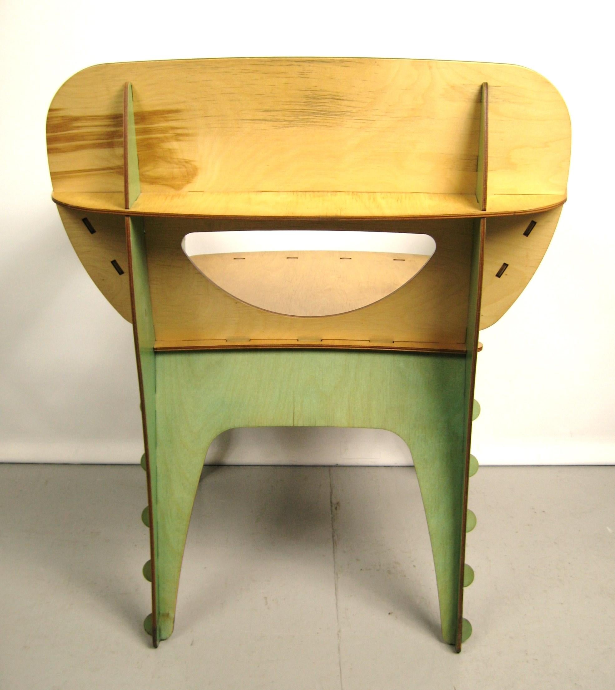 Green Puzzle Chair by David Kawecki San Francisco Bend Plywood For Sale 2