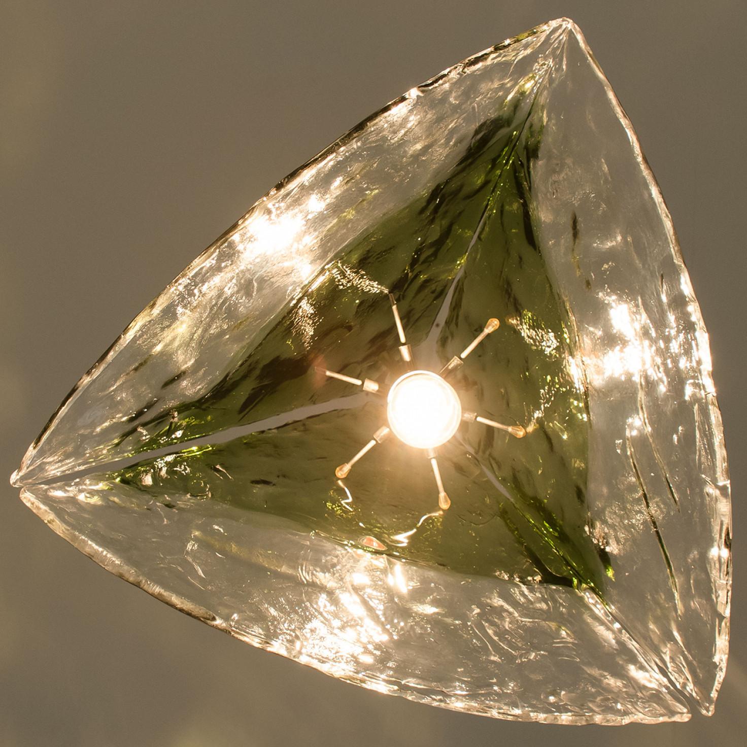 Late 20th Century Green Pyramid Pendant Light by Carlo Nason, 1960 For Sale
