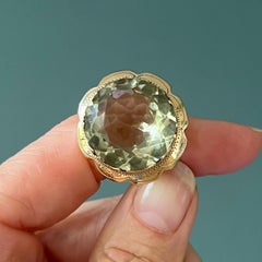 Vintage Large Green Quartz and 14 Karat Gold Ring