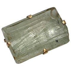 Spilla in oro 18 carati al quarzo verde Monumental Retro Mid-Century Modern
