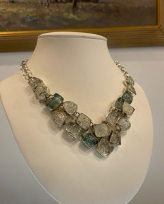 Collana girocollo in quarzo verde 925 in argento sterling retrò anni '50