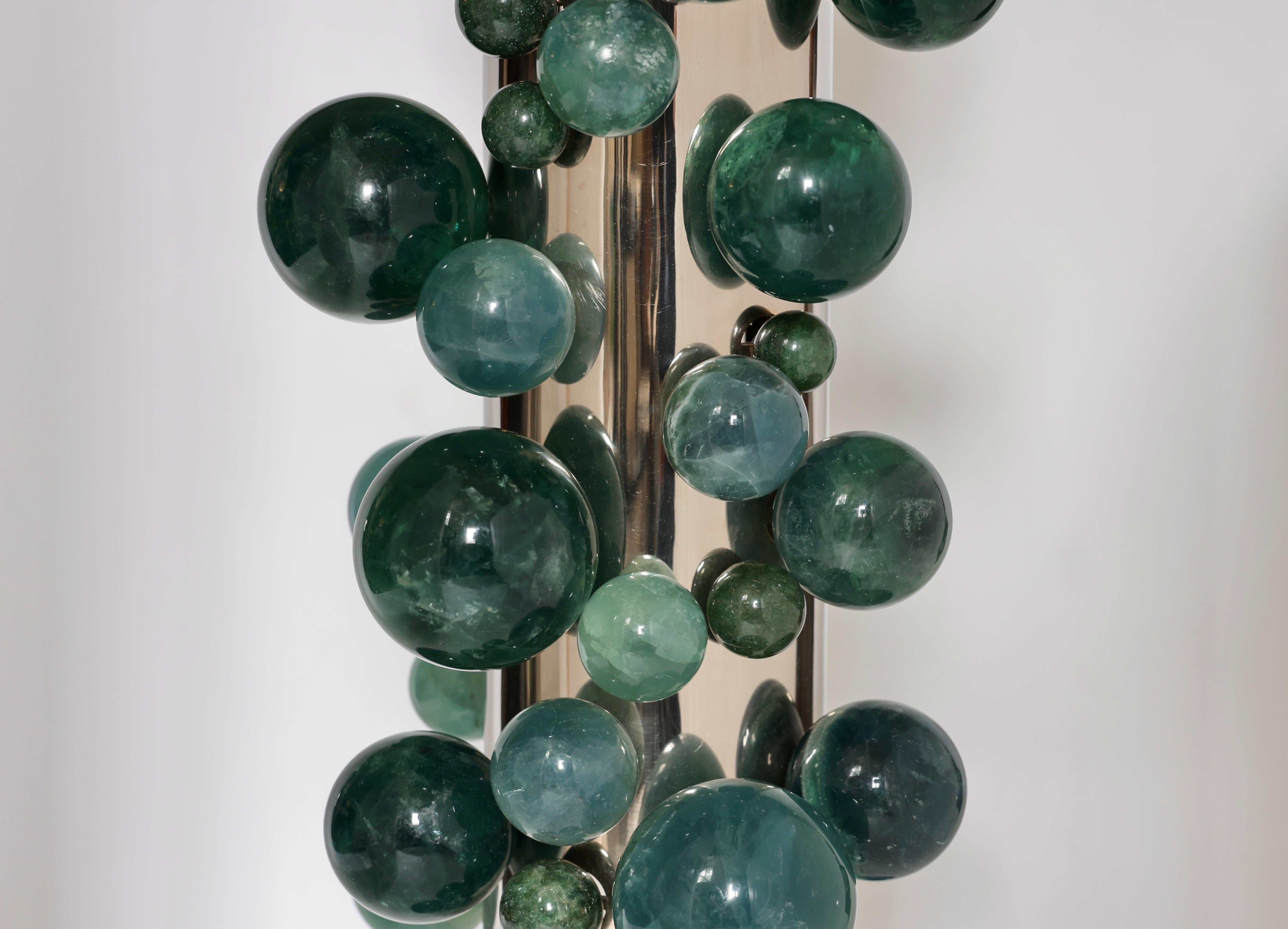 Green Rock Crystal Bubble Sconces by Phoenix  In Excellent Condition For Sale In New York, NY