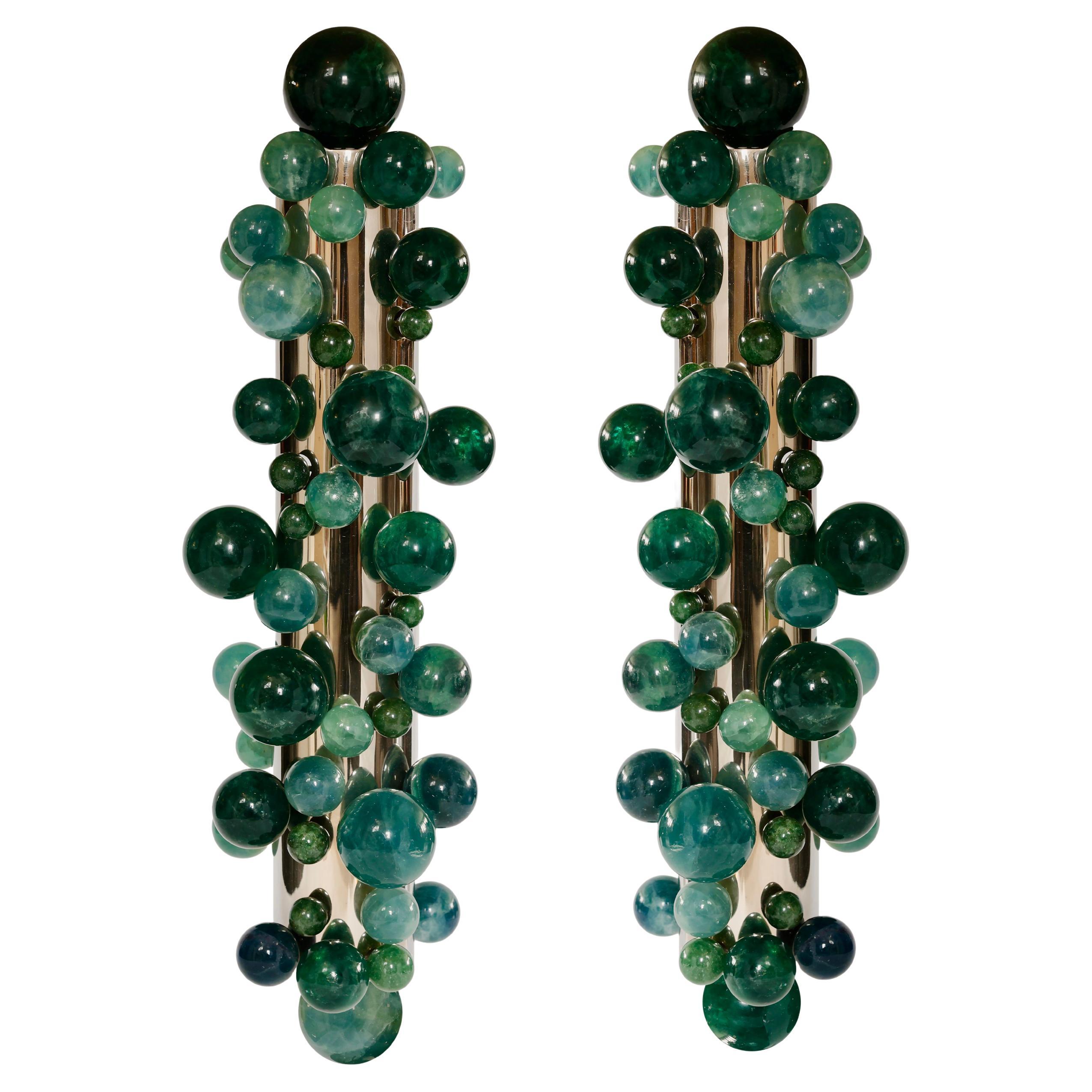 Green Rock Crystal Bubble Sconces by Phoenix 