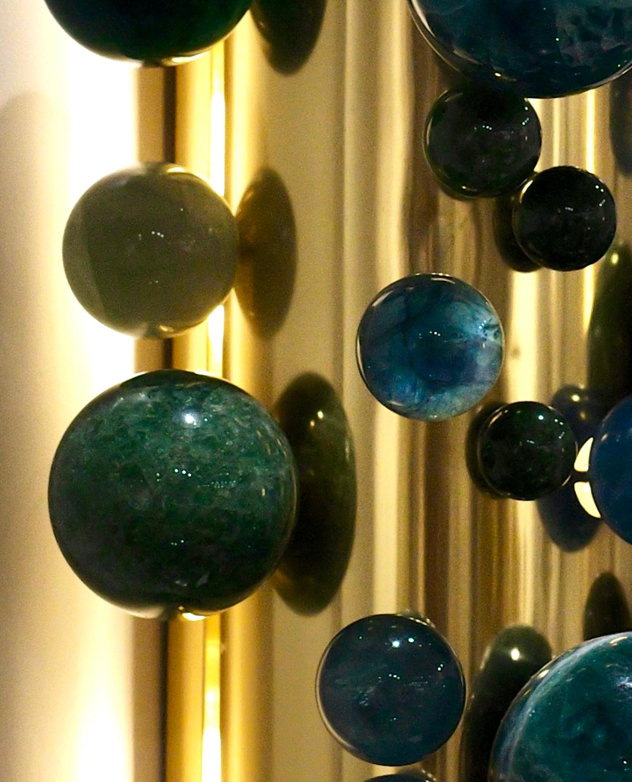 Appliques à bulles de quartz vert par Phoenix Excellent état - En vente à New York, NY