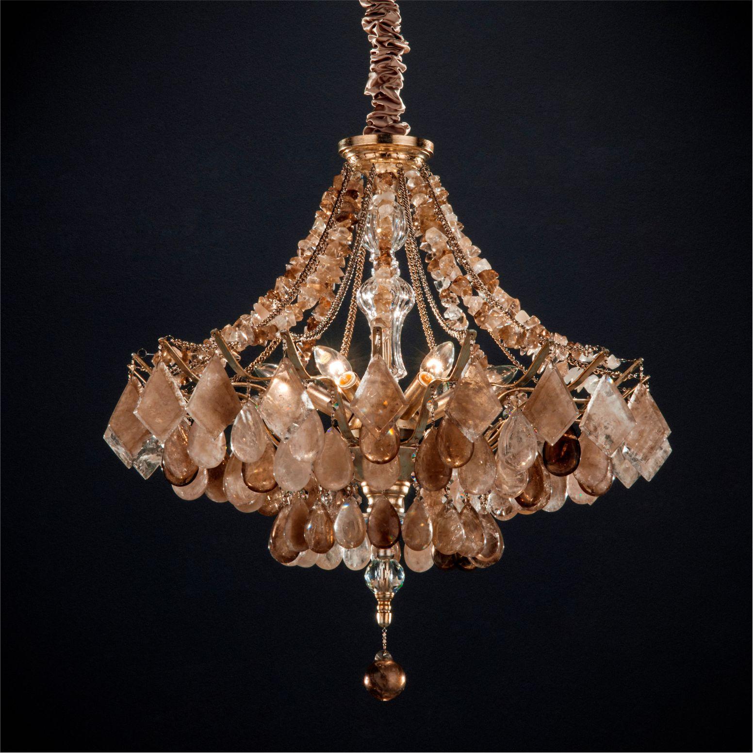 Contemporary Green Quartz Chandelier Lamp by Aver For Sale