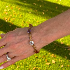 Bracelet à maillons 18 carats en quartz vert, morganite, citrine, aigue-marine et tourmaline rose