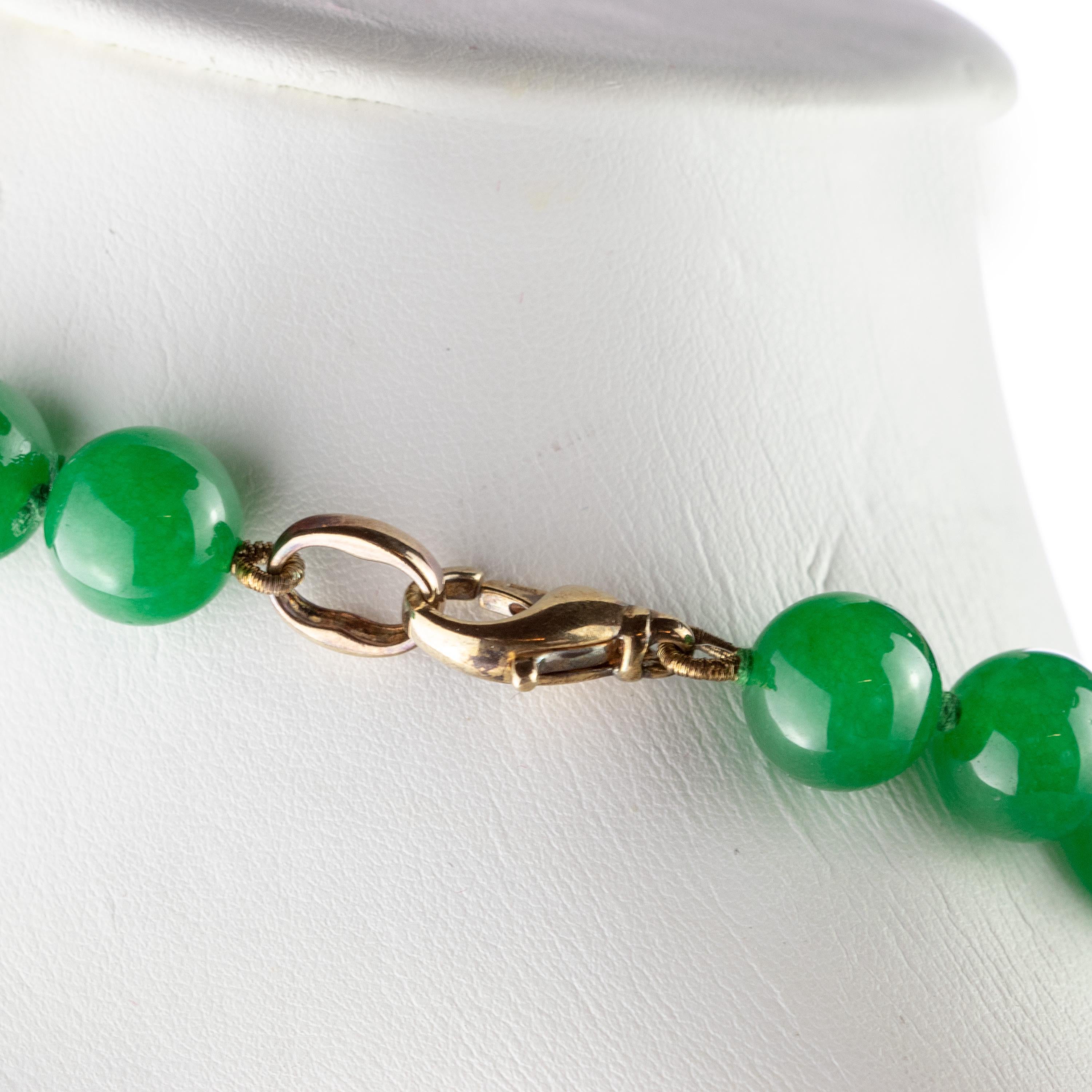 Sfere di quarzo verde Opale Cristallo di rocca 925 Argento dorato Collana tribale di perline in vendita 4