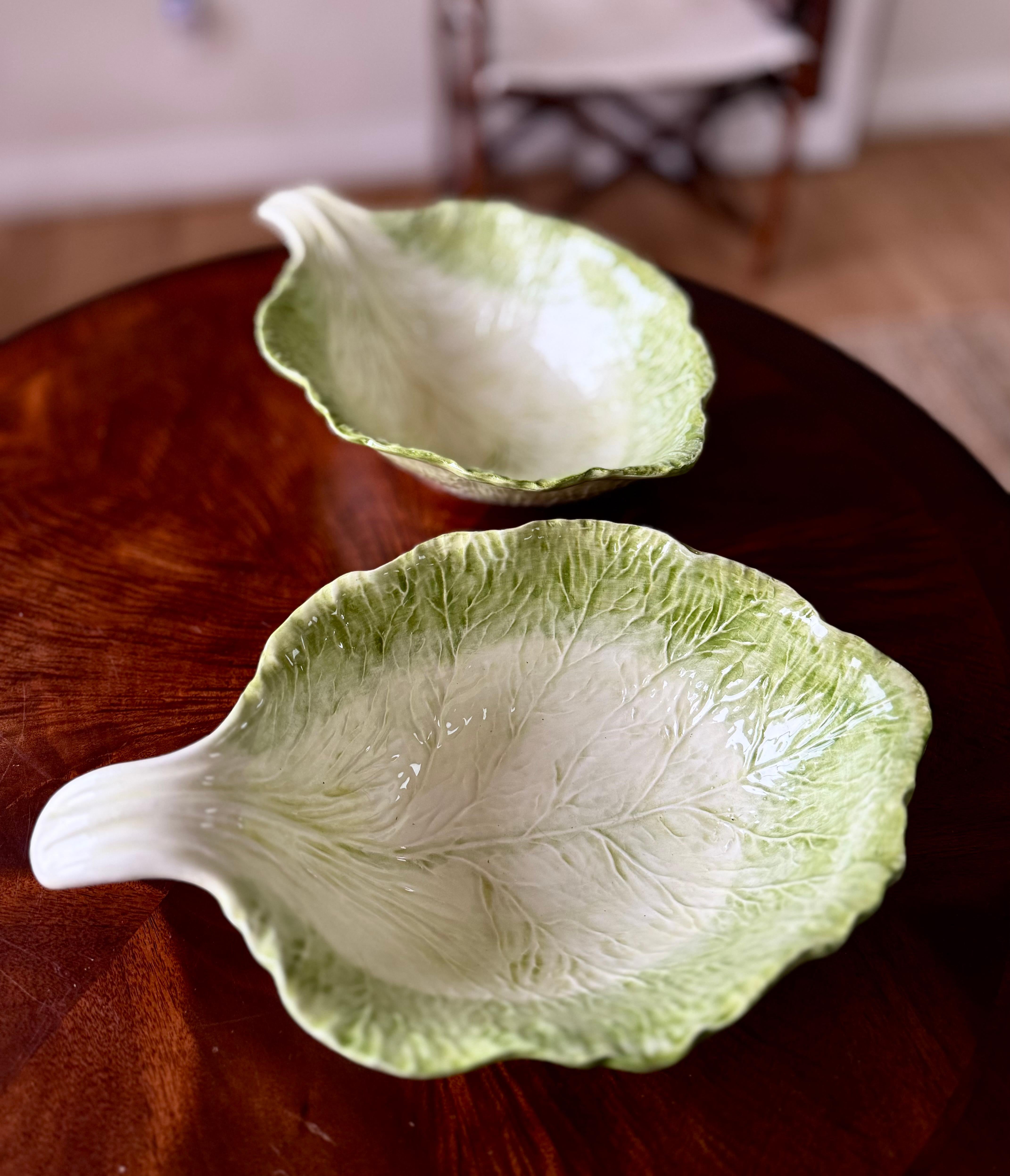 Servierschale Radicchio Blatt Grün (Handbemalt) im Angebot