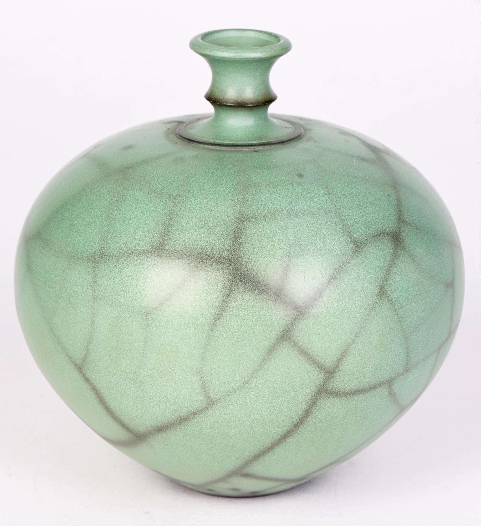 Green Raku Continental Glazed Studio Pottery Vase 3