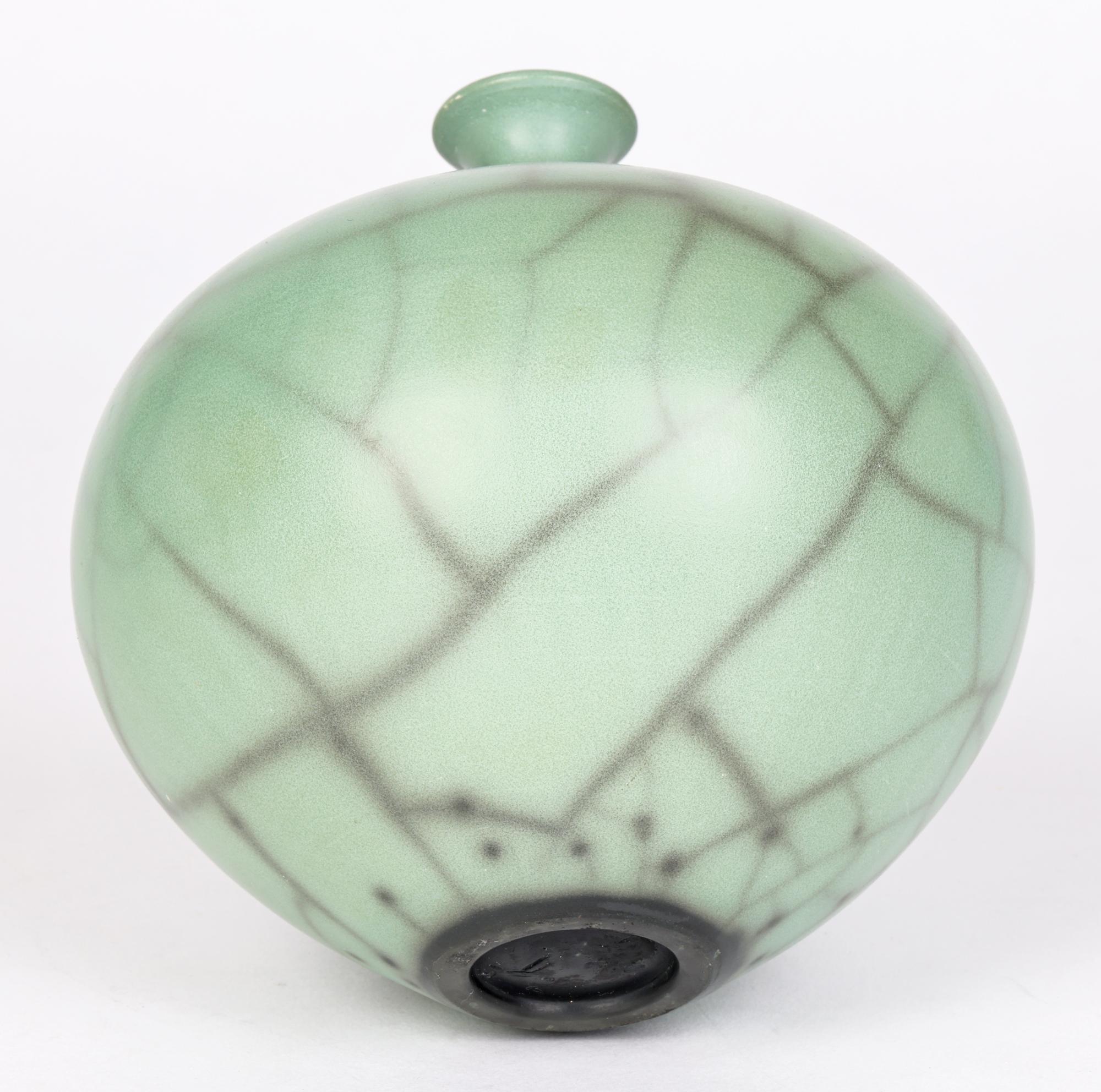 Green Raku Continental Glazed Studio Pottery Vase 4