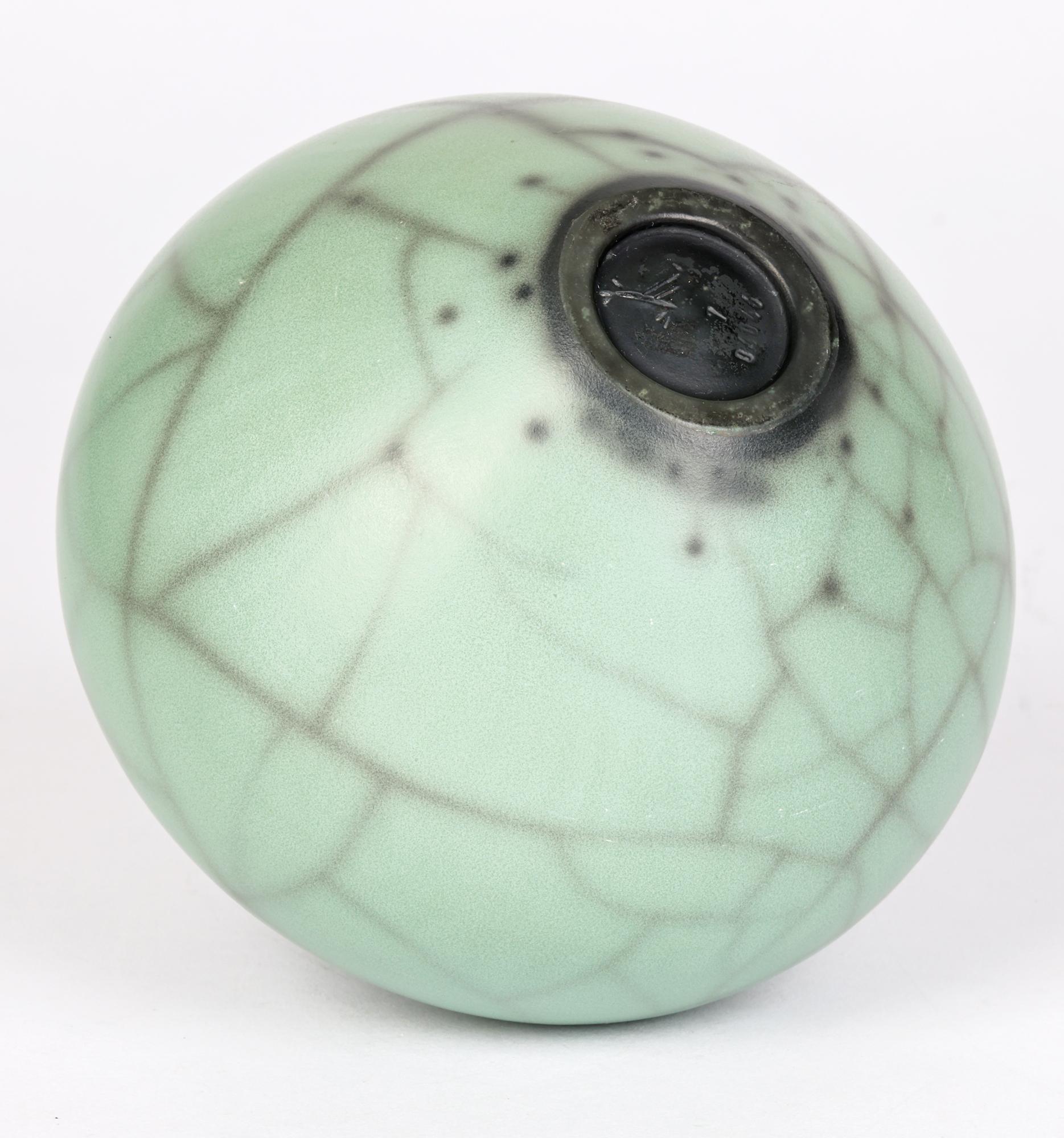 Green Raku Continental Glazed Studio Pottery Vase 5