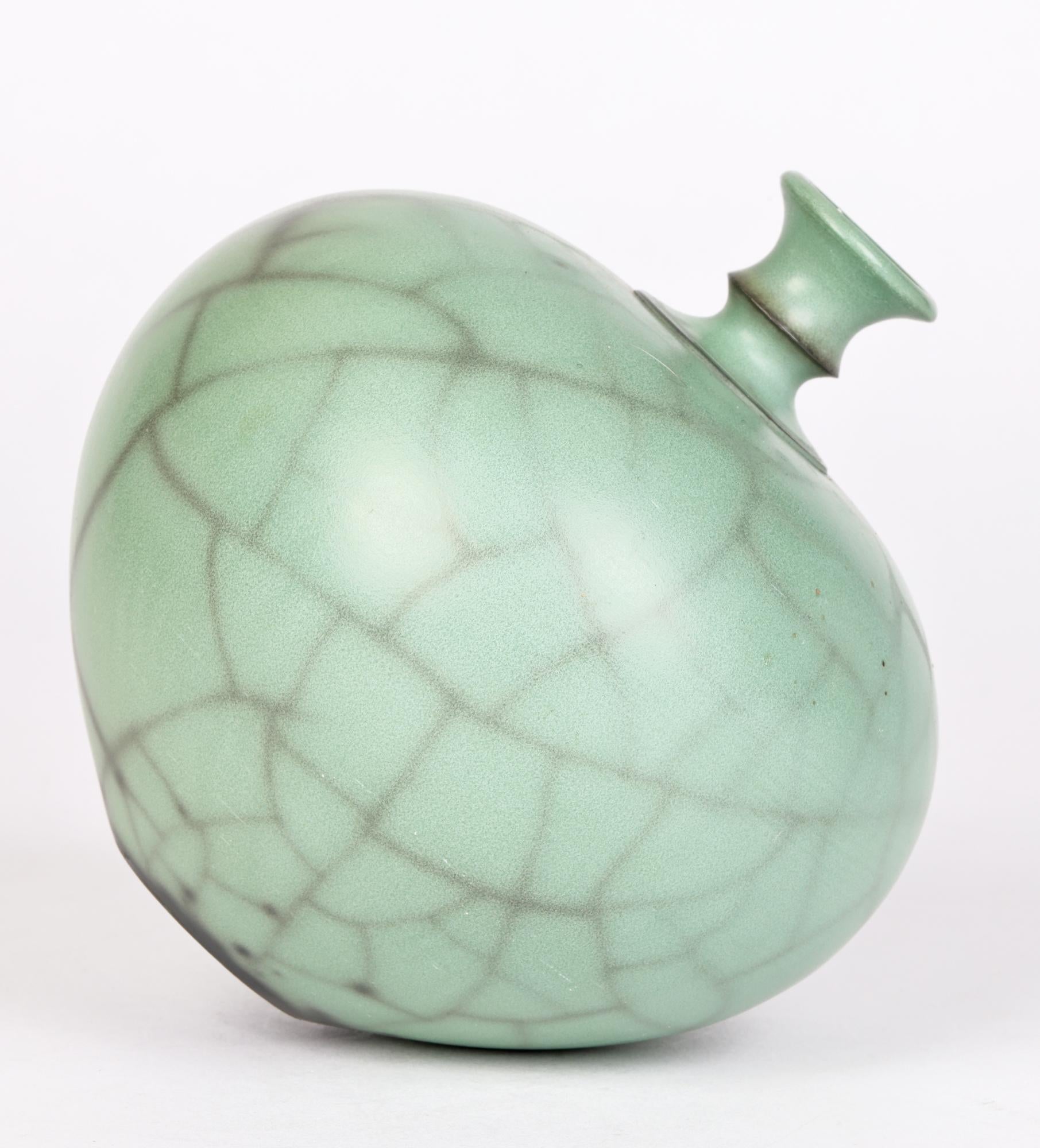 Green Raku Continental Glazed Studio Pottery Vase 2