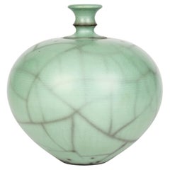 Green Raku Continental Glazed Studio Pottery Vase