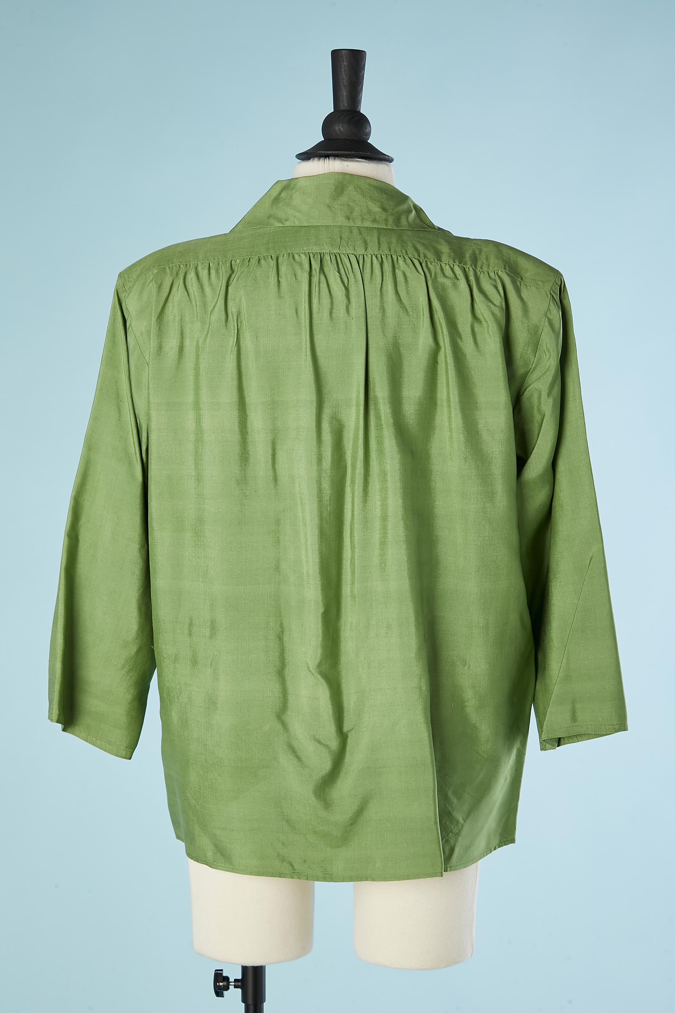 Green raw silk shirt Saint Laurent Rive Gauche  In Good Condition For Sale In Saint-Ouen-Sur-Seine, FR