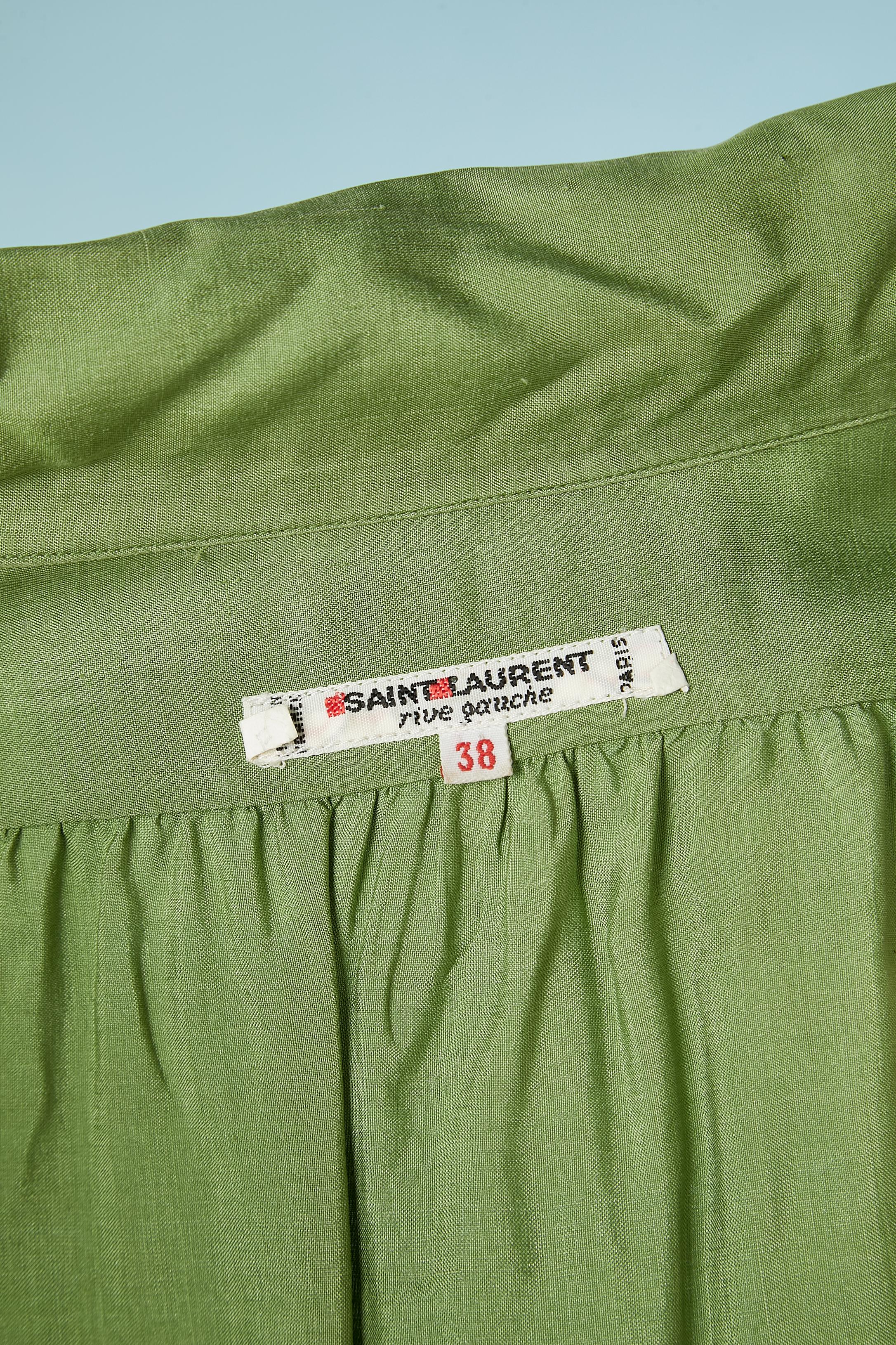 Grünes Hemd aus roher Seide Saint Laurent Rive Gauche  Damen im Angebot