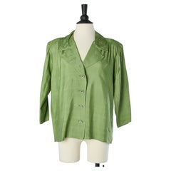 Camicia in seta grezza verde Saint Laurent Rive Gauche