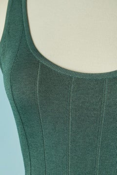Green rayon body suit ALAIA