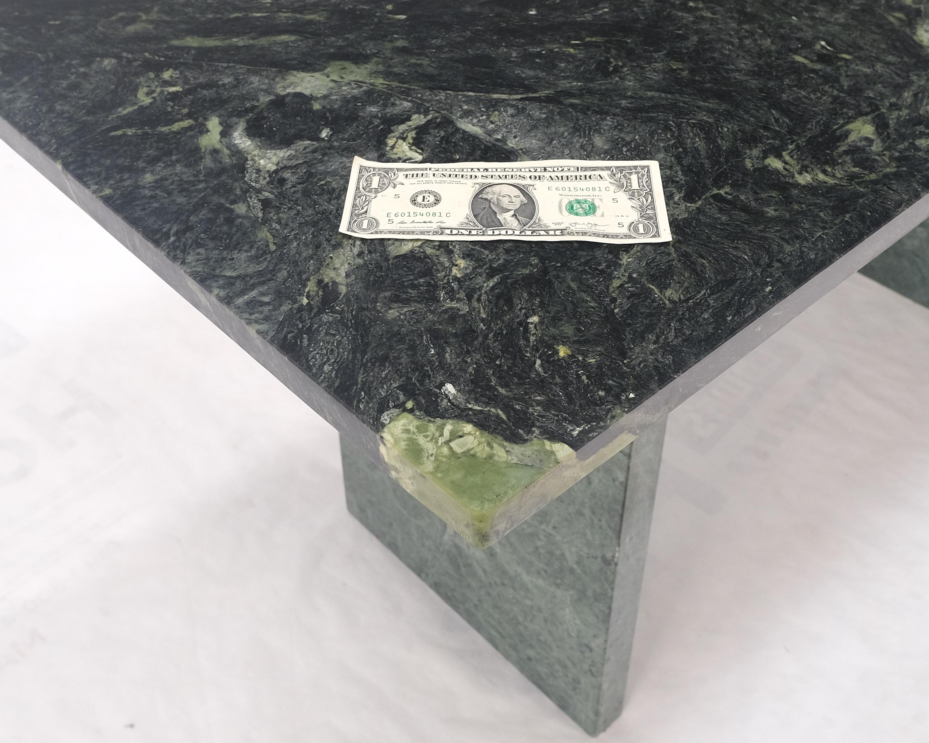 Green Rectangle Marble Top Cylinder Crome Stretcher Base Dining Table Desk MINT! For Sale 7