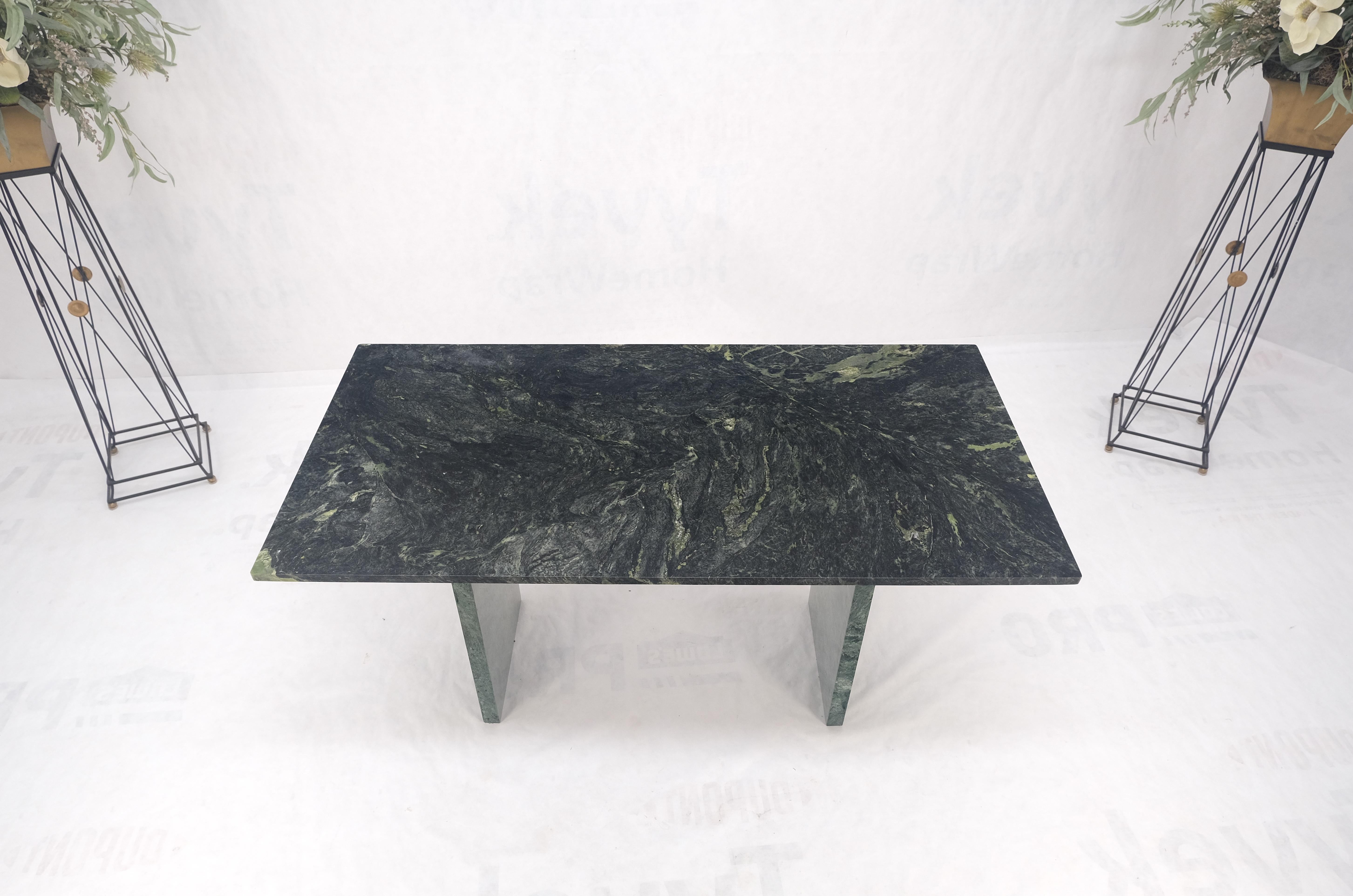 20th Century Green Rectangle Marble Top Cylinder Crome Stretcher Base Dining Table Desk MINT! For Sale
