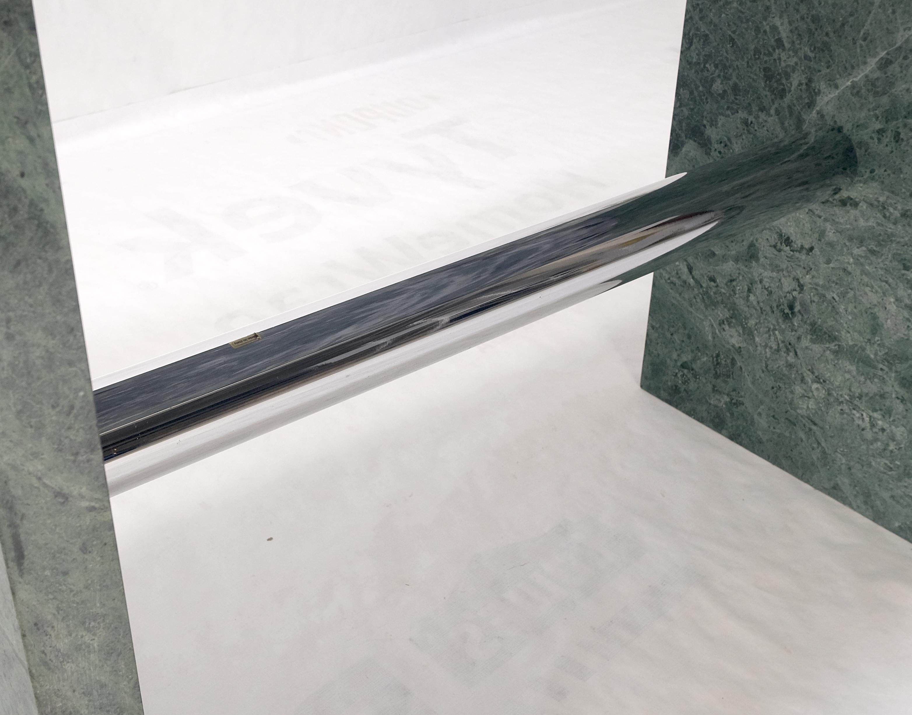 Grüner rechteckiger Esstisch mit Marmorplatte und zylinderförmigem Stretcher-Sockel MINT! im Angebot 2