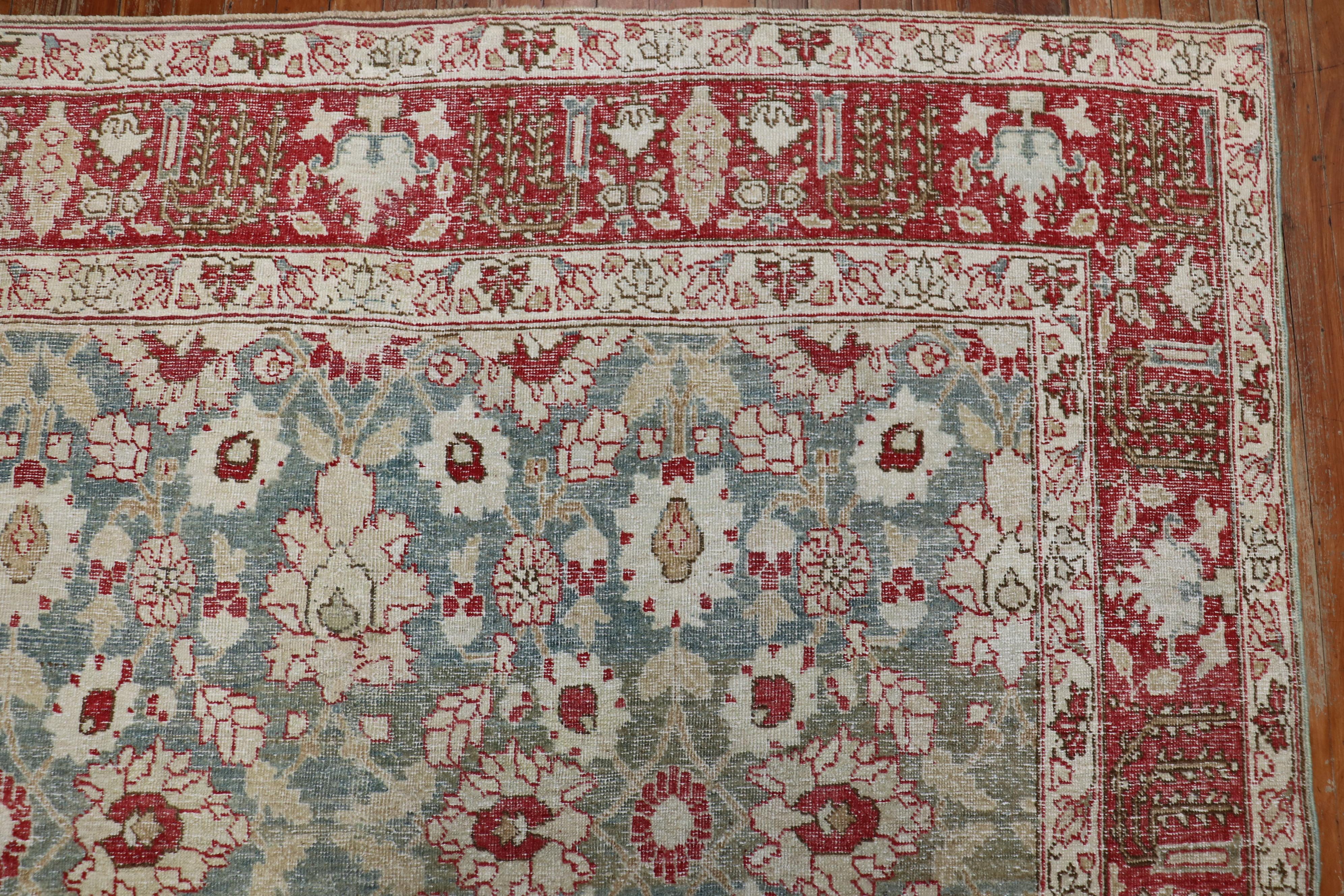 20th Century Green Red Antique Persian Tabriz For Sale