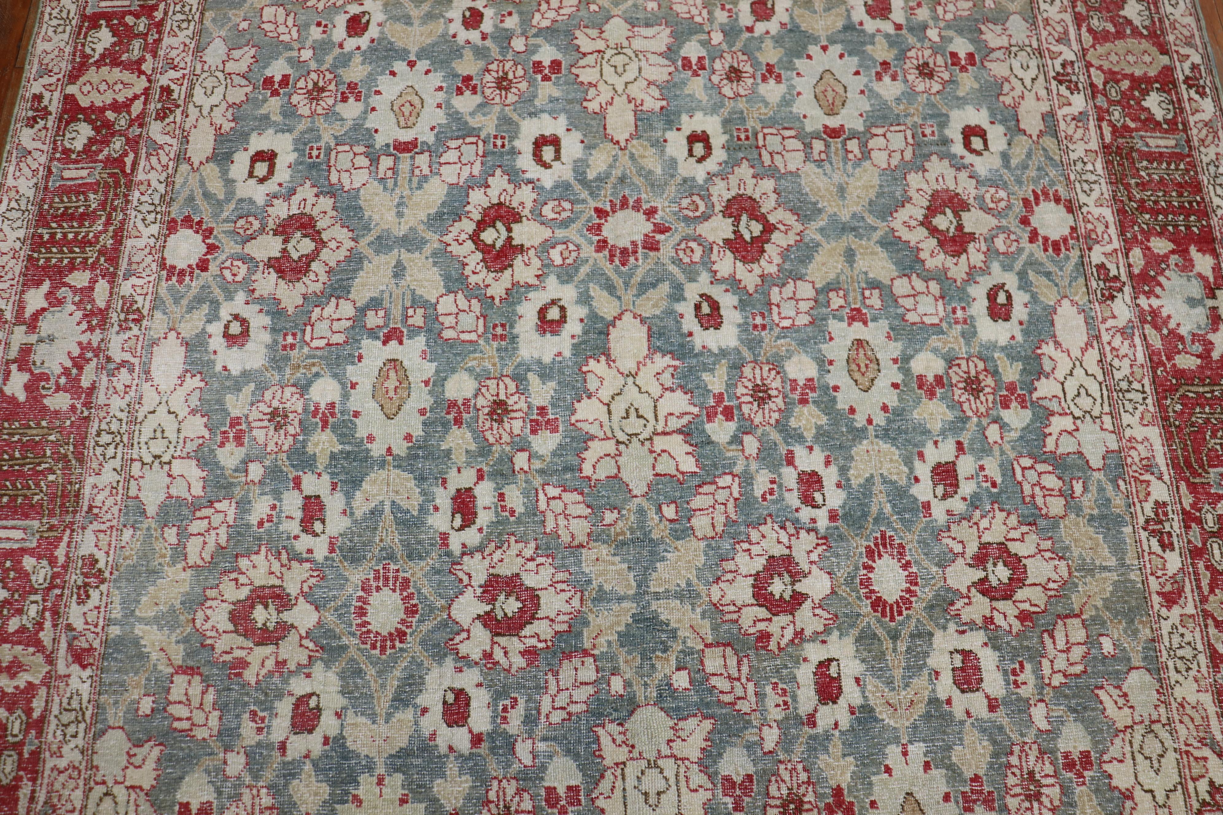 Wool Green Red Antique Persian Tabriz For Sale