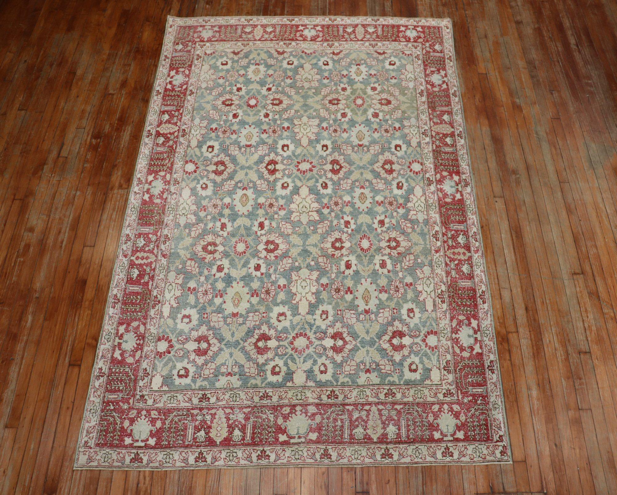 Green Red Antique Persian Tabriz For Sale 1