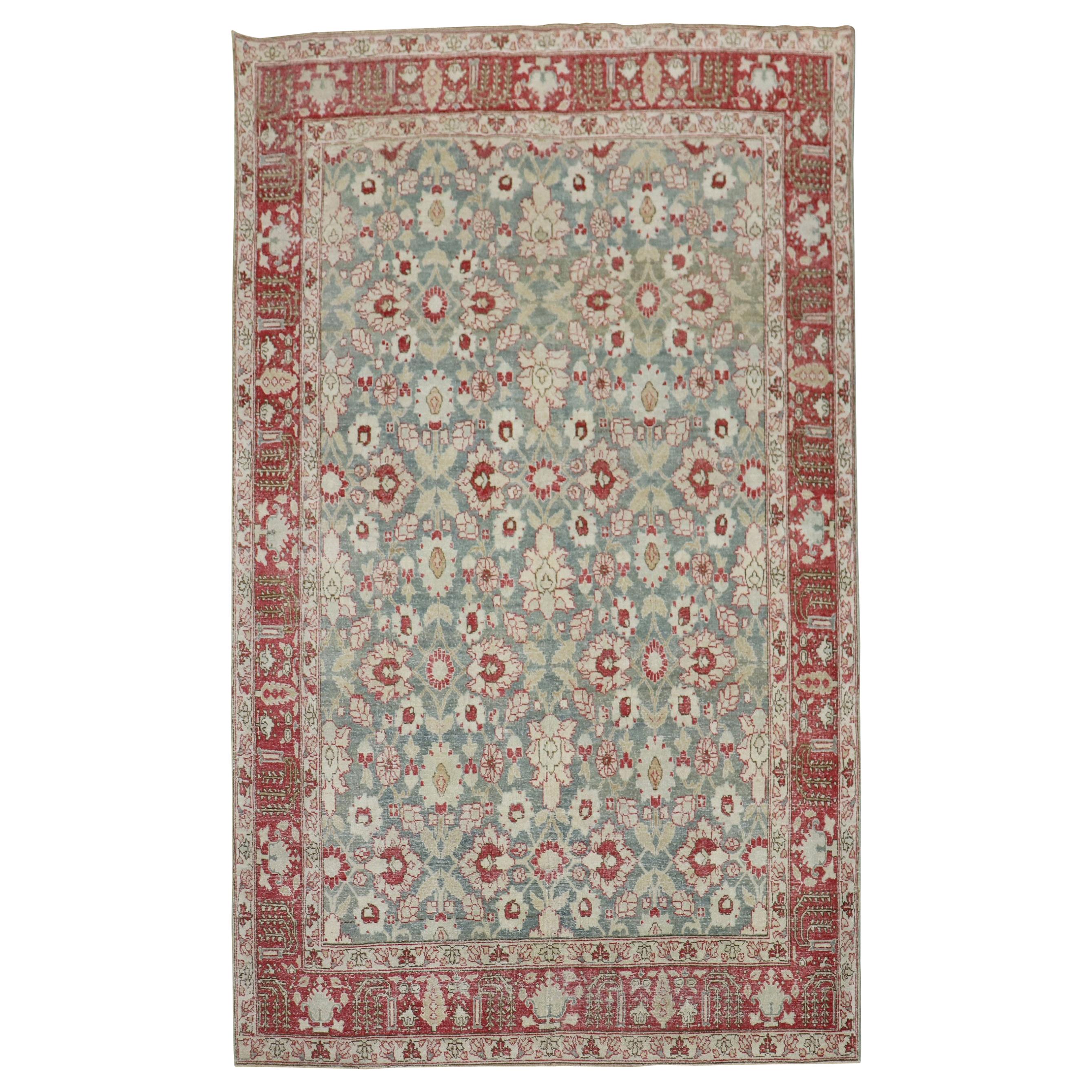 Green Red Antique Persian Tabriz For Sale