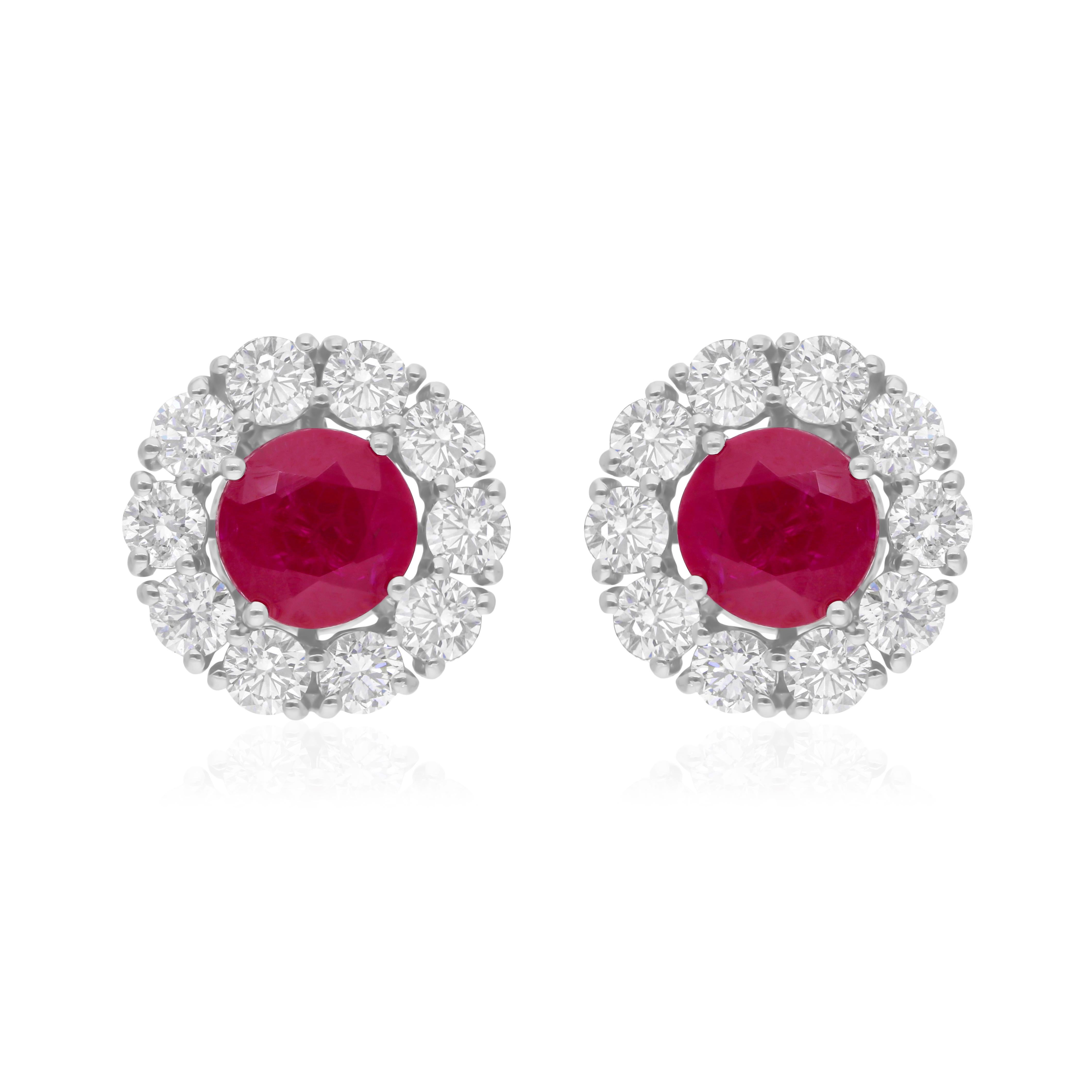 Orecchini con pietre preziose verdi rosse blu SI/H Diamante in oro bianco 18 carati Gioielli di pregio in vendita 5