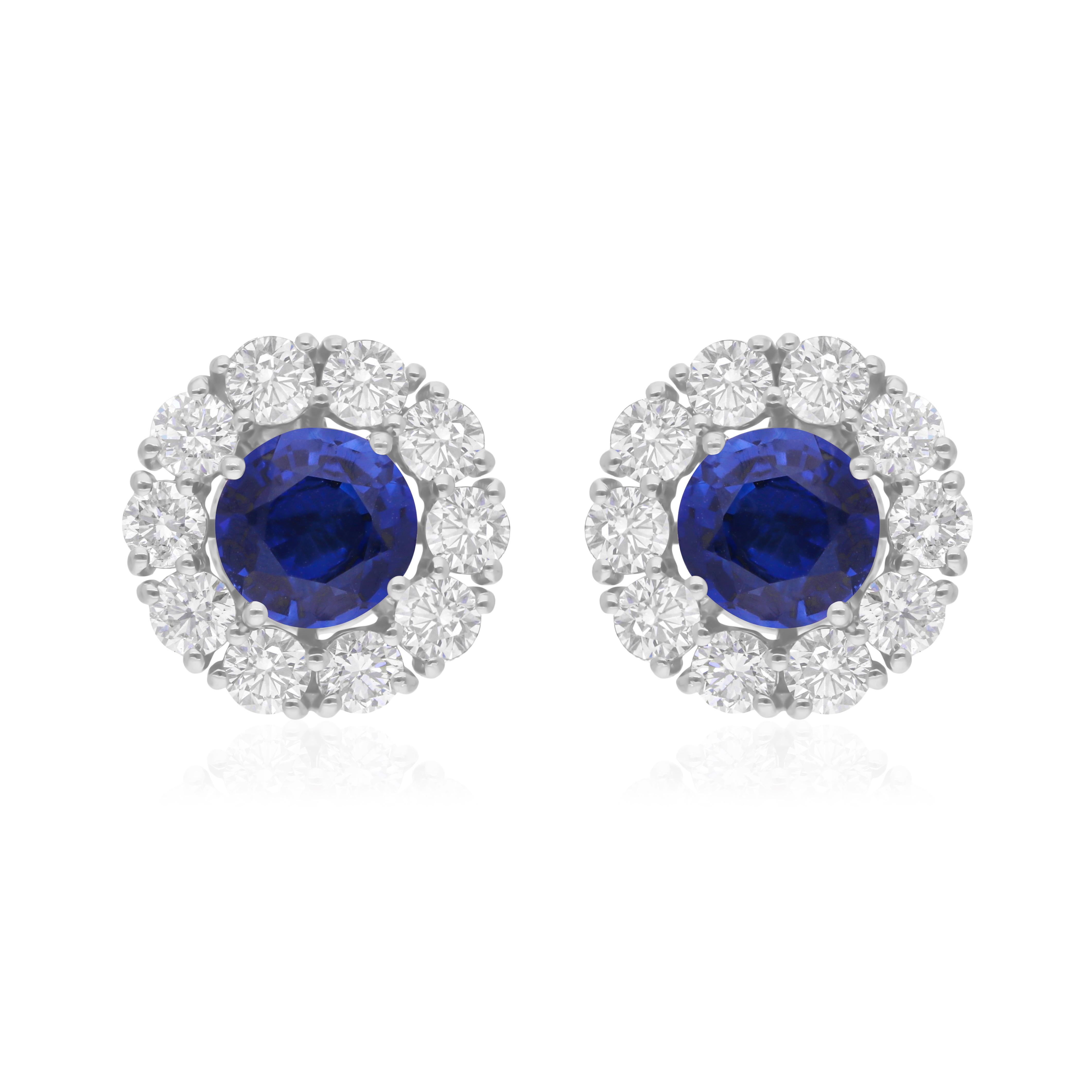 Moderno Orecchini con pietre preziose verdi rosse blu SI/H Diamante in oro bianco 18 carati Gioielli di pregio in vendita