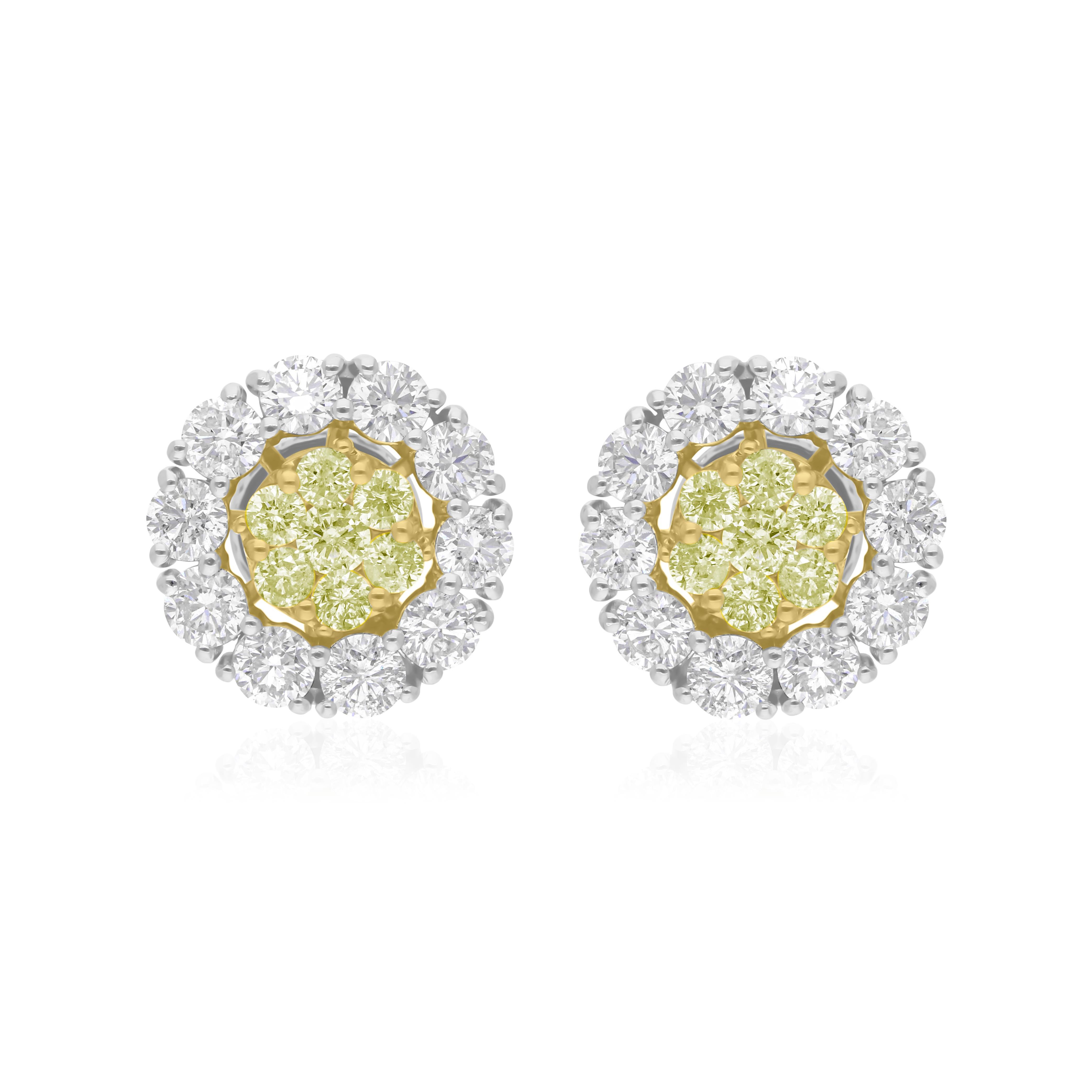 Taglio rotondo Orecchini con pietre preziose verdi rosse blu SI/H Diamante in oro bianco 18 carati Gioielli di pregio in vendita