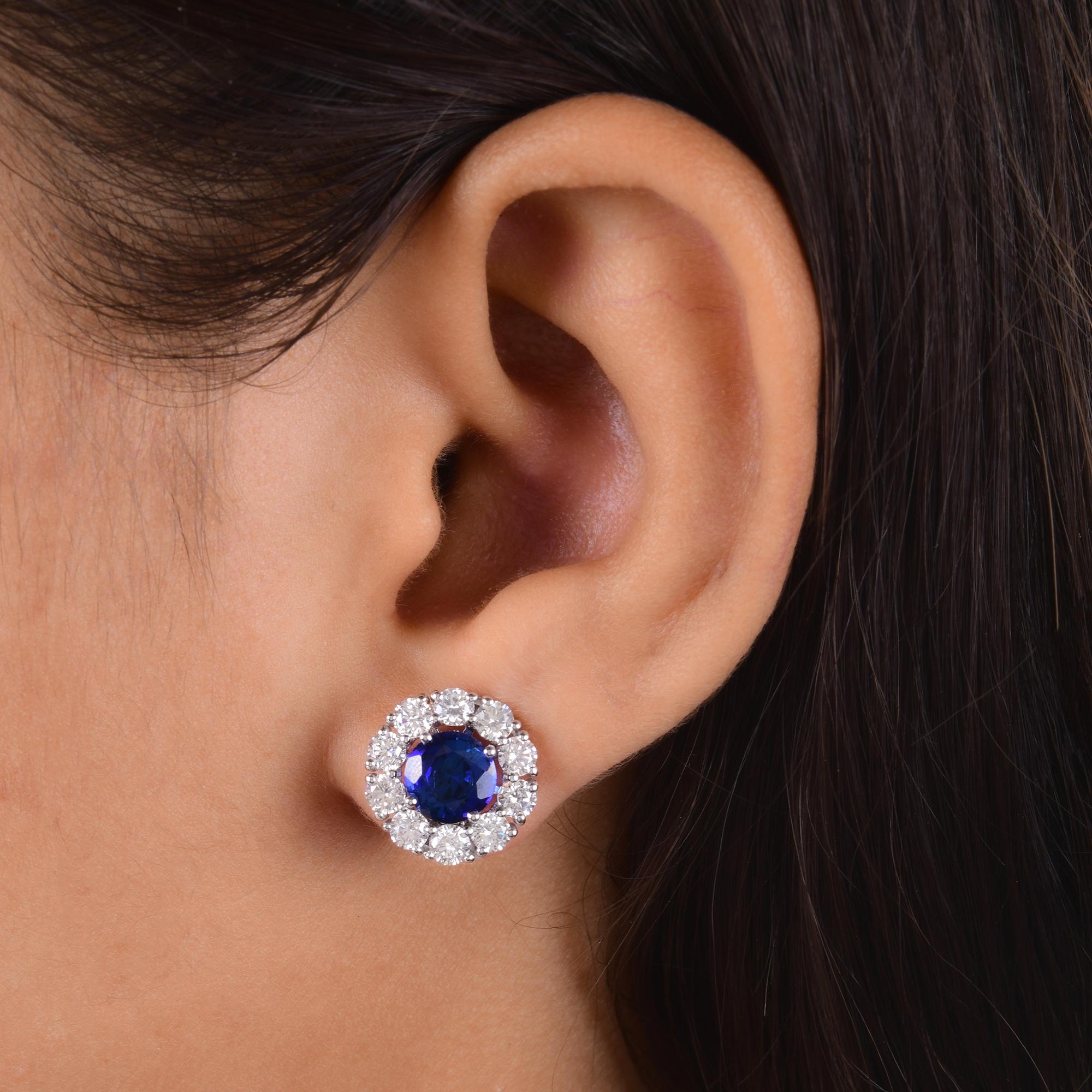 Orecchini con pietre preziose verdi rosse blu SI/H Diamante in oro bianco 18 carati Gioielli di pregio in vendita 1