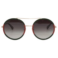 Green & Red Gucci Round Aviator Sunglasses