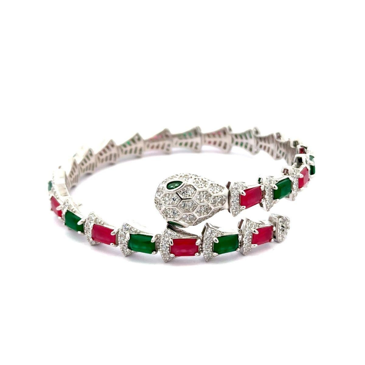 Bracelet manchette ouvert en argent massif 925 Greene & Greene Greene, avec strass et pierres de Rhin en vente 2