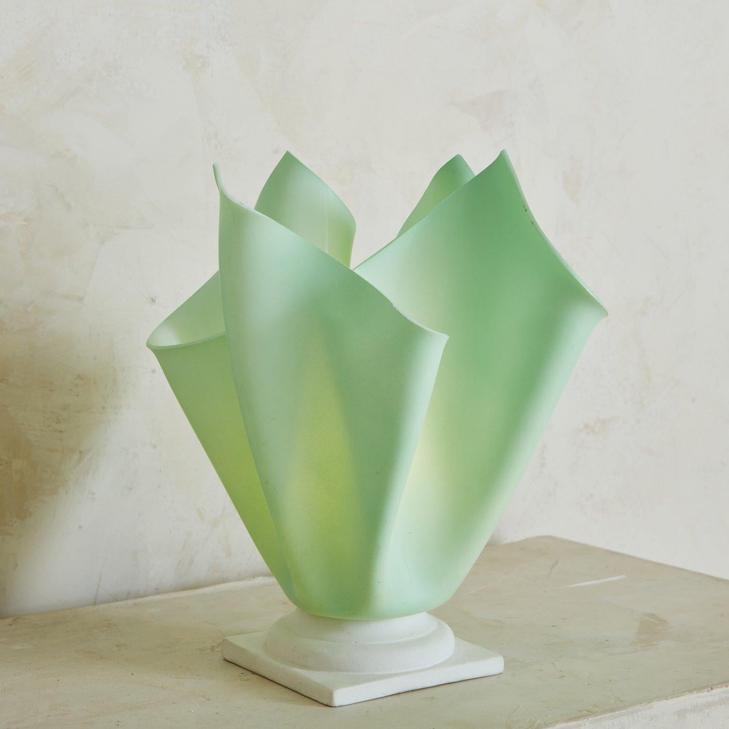 Italian Green Resin Handkerchief Lamp, Italy, 1970s