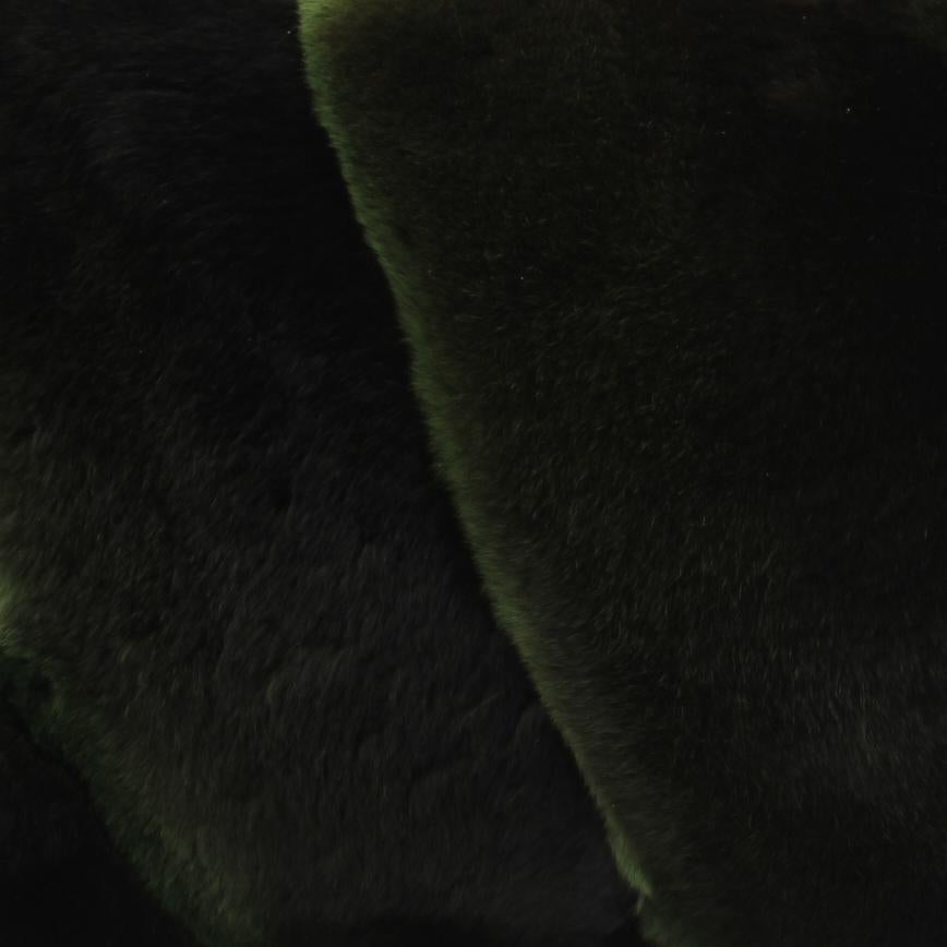 Green Rex Rabbit Fur Pillow Rectangle Lumbur Cushion In New Condition In Dural, AU