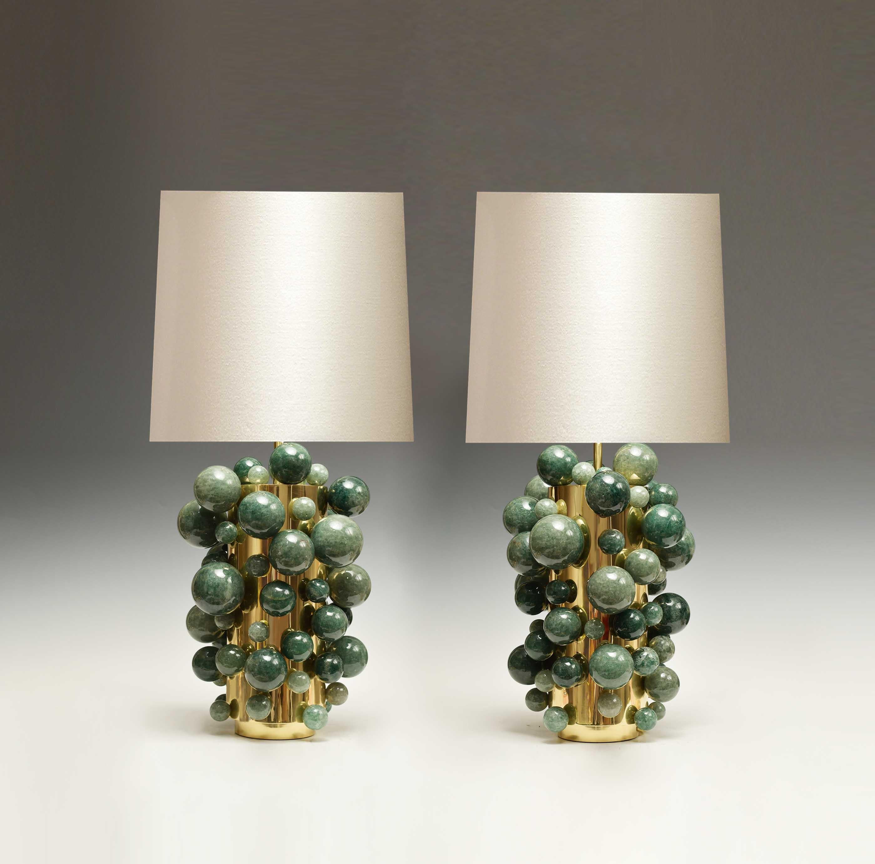 Green Rock Crystal Bubble Lamps by Phoenix In Excellent Condition In New York, NY