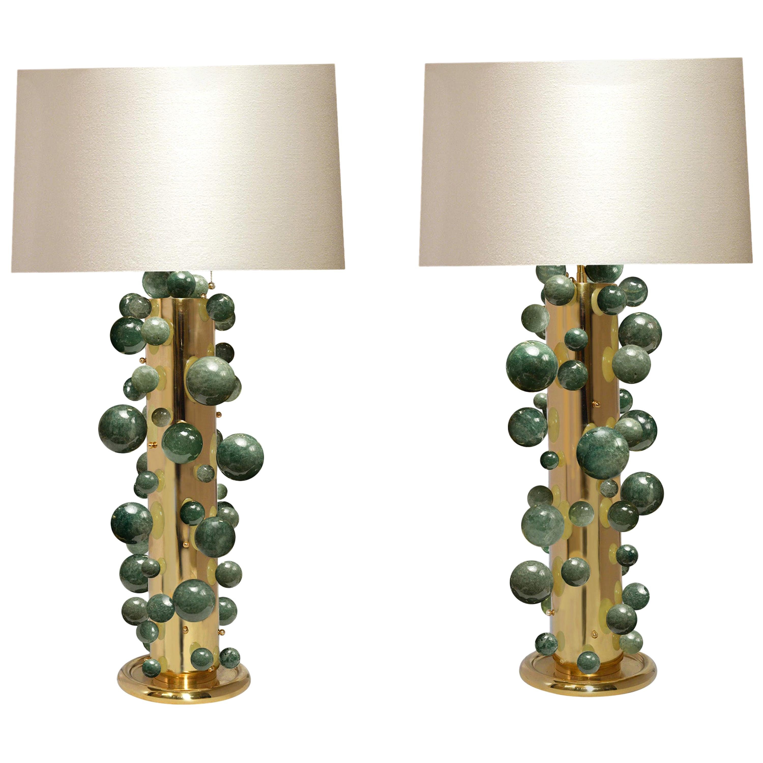 Green Rock Crystal Bubble Lamps by Phoenix