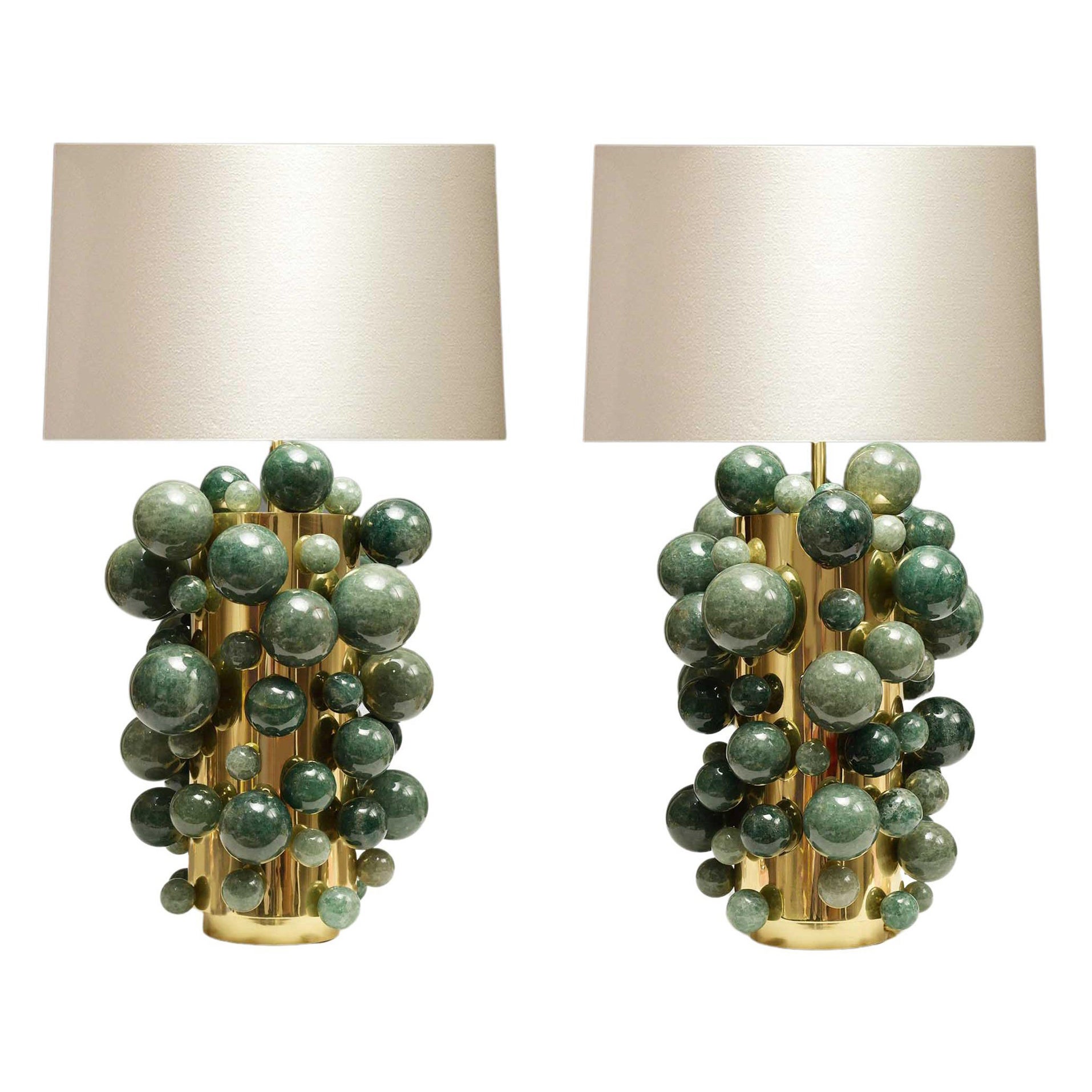 Green Rock Crystal Bubble Lamps by Phoenix